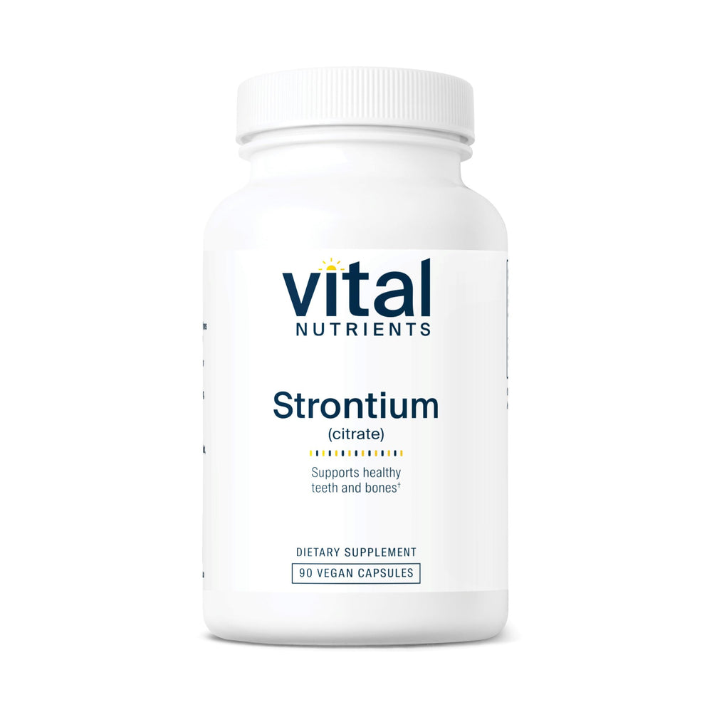 Vital Nutrients Strontium Citrate bottle front view for bone support.