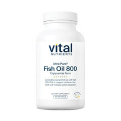 Vital Nutrients Ultra Pure Fish Oil 800 bottle shows triglyceride form for easy absorption