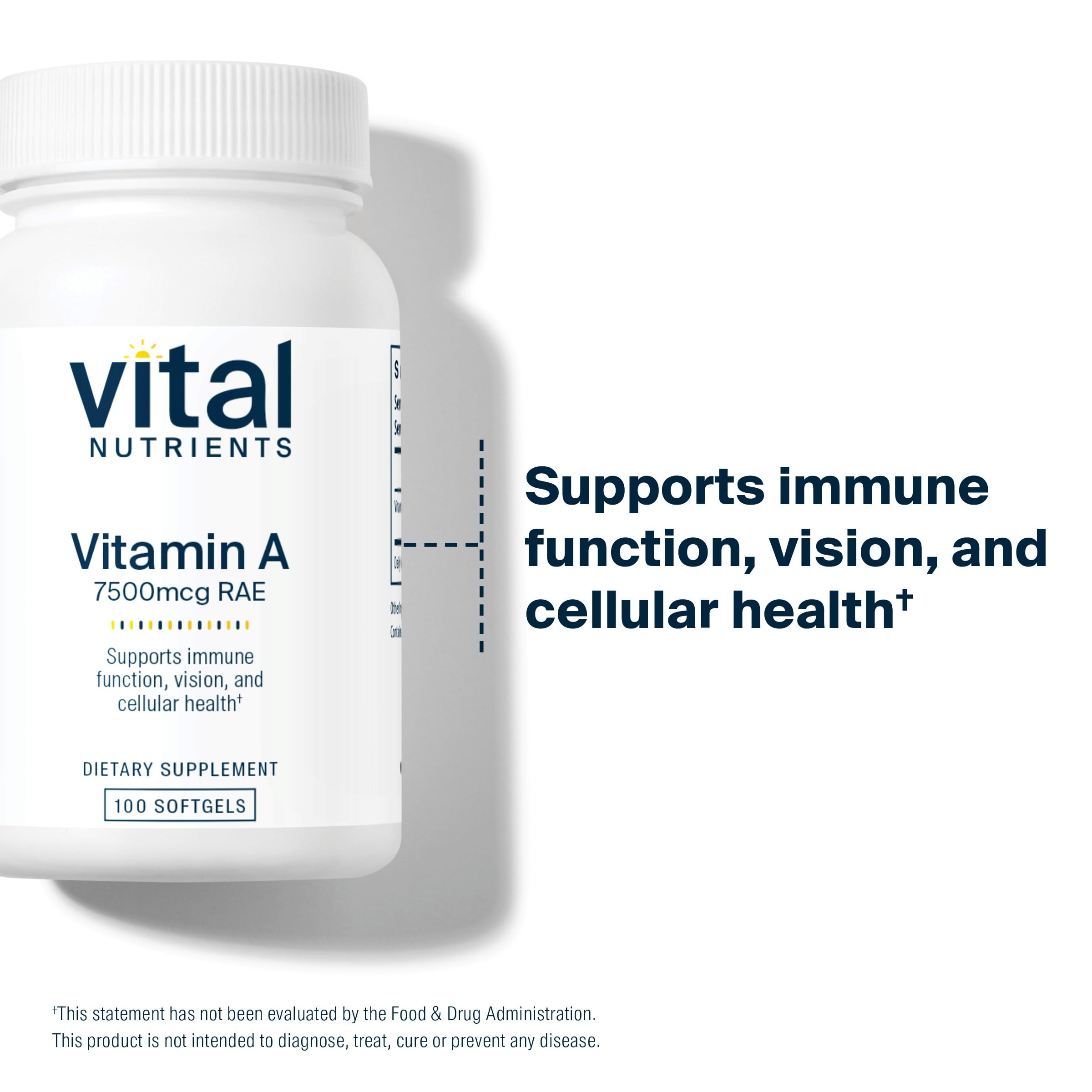 Vital Nutrients Vitamin A label close-up highlighting high-dose RAE