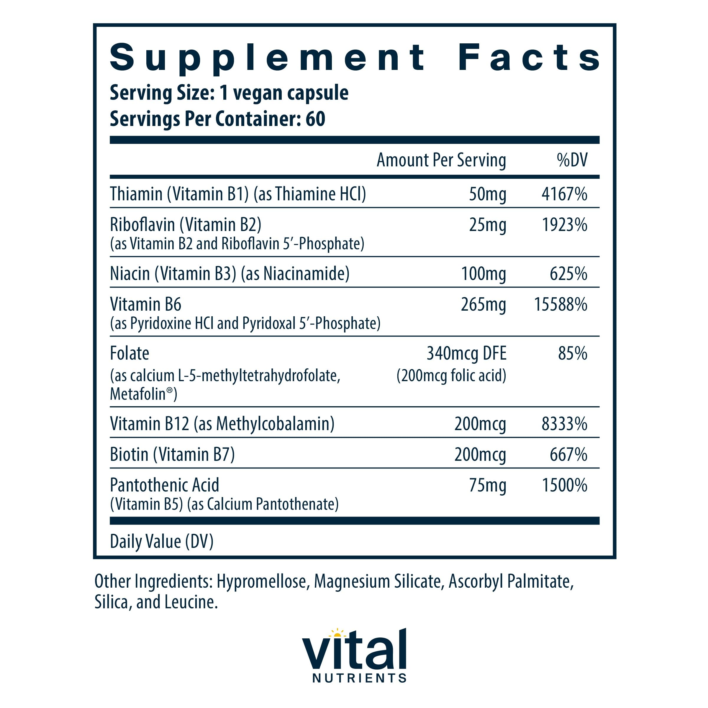 Capsules close-up highlighting vegan energy metabolism support in Vital Nutrients B6 + B Complex
