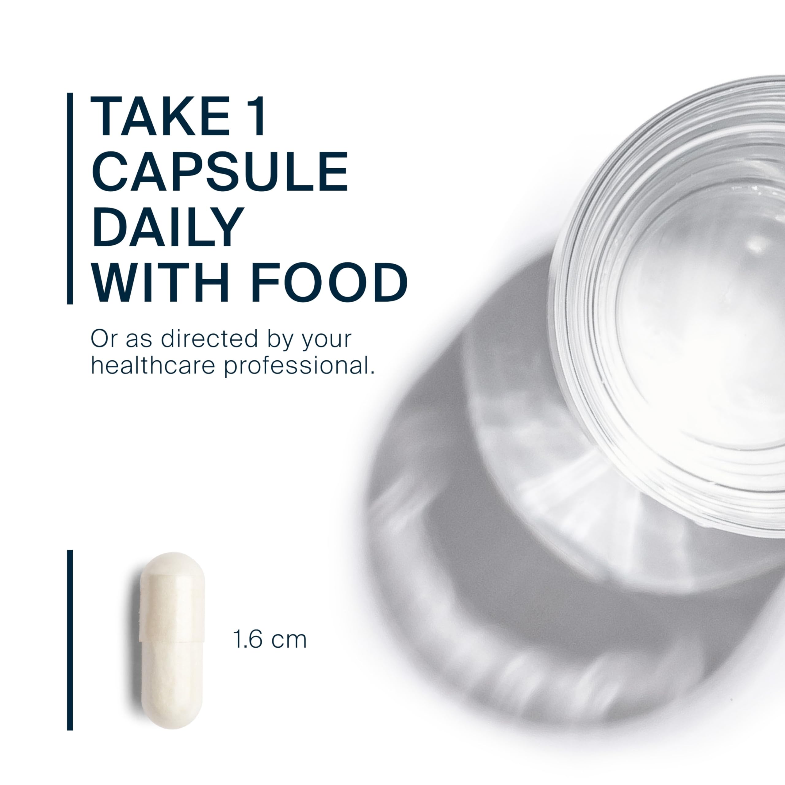 Vital Nutrients bottle alongside a glass of water illustrates daily use.