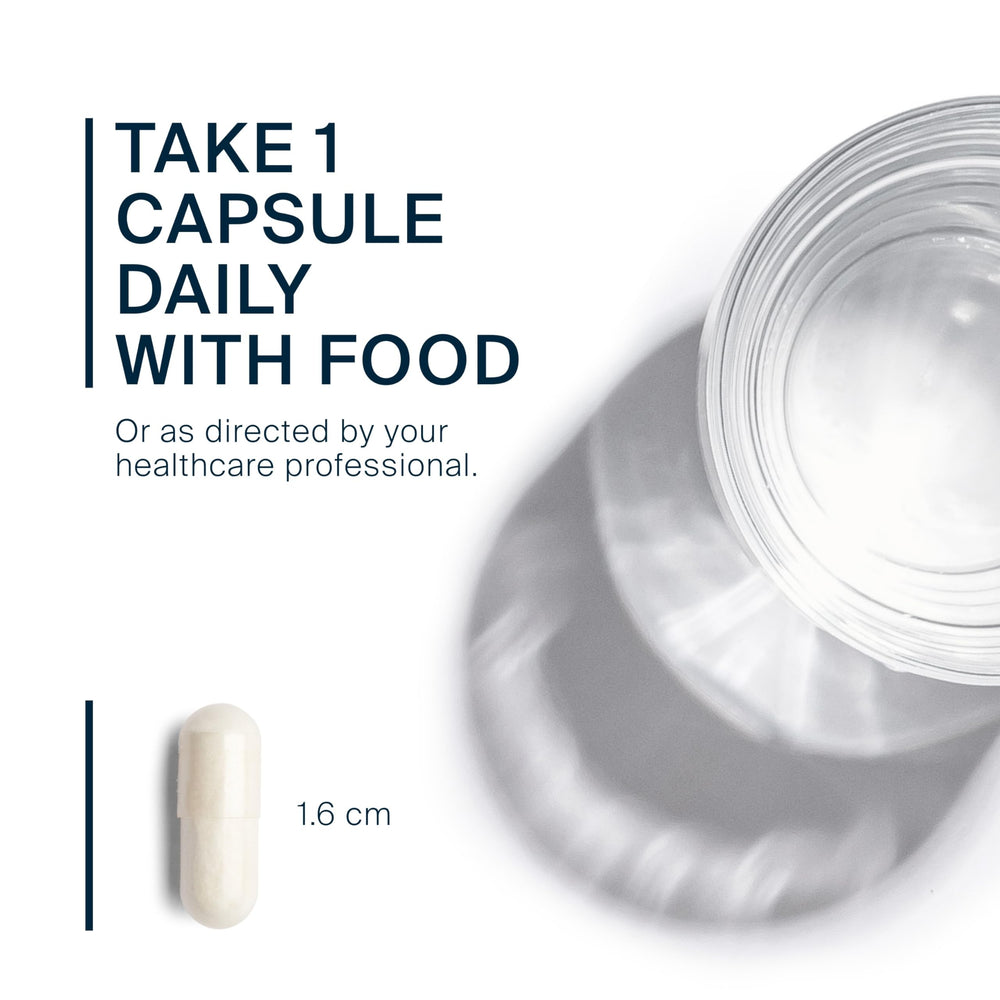 Vital Nutrients bottle alongside a glass of water illustrates daily use.
