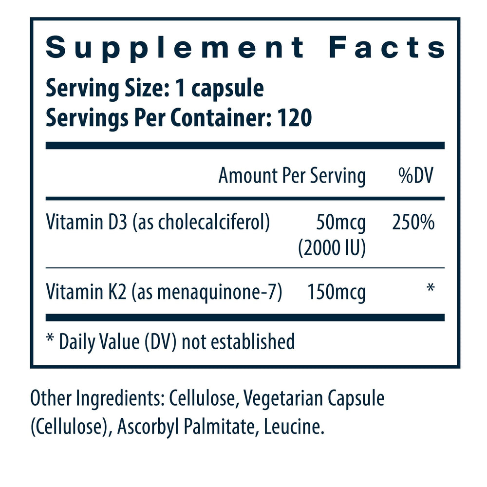 Vital Nutrients D3 K2 capsules close-up for easy swallowing.