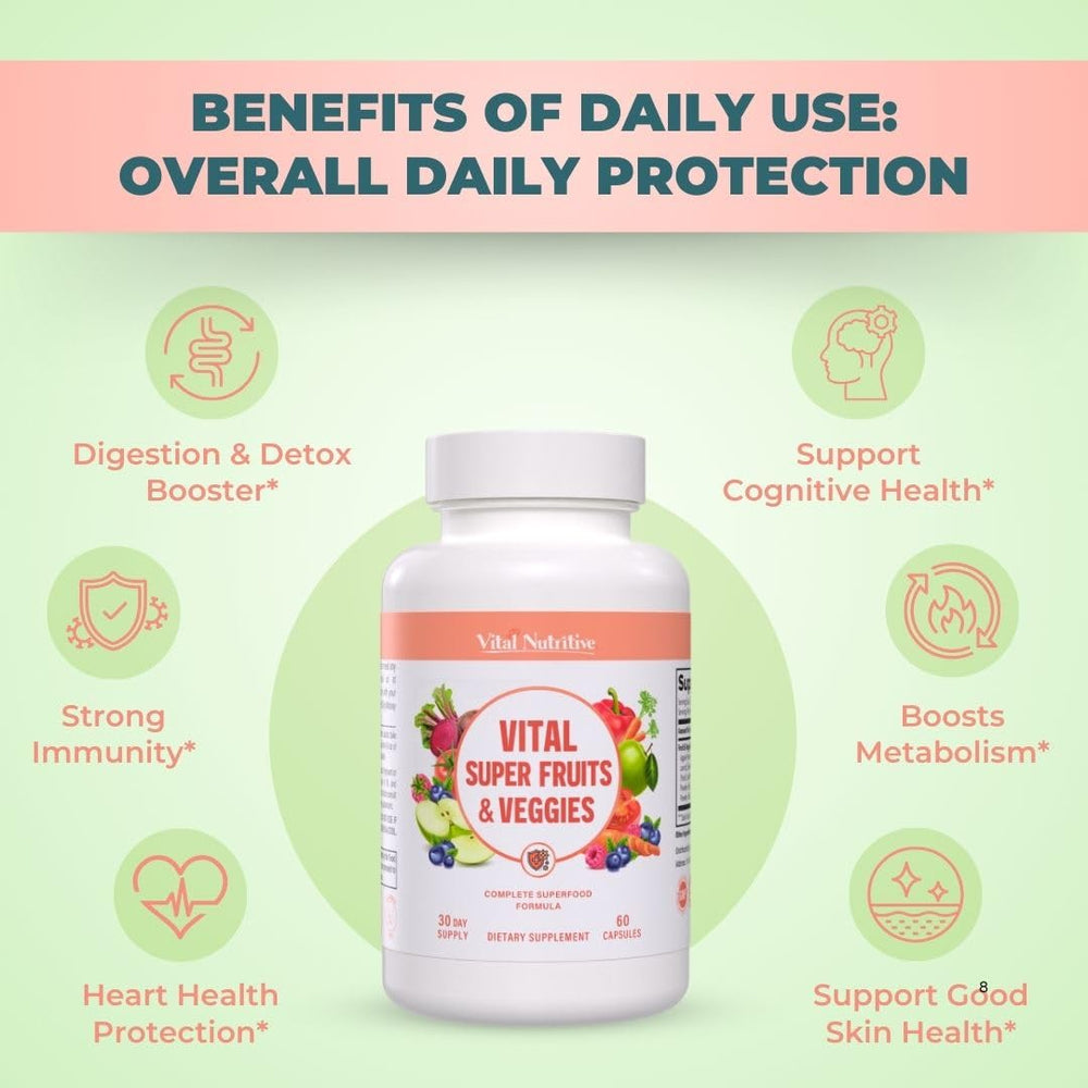 Vital Nutritive fruit and vegetable blend capsules.
