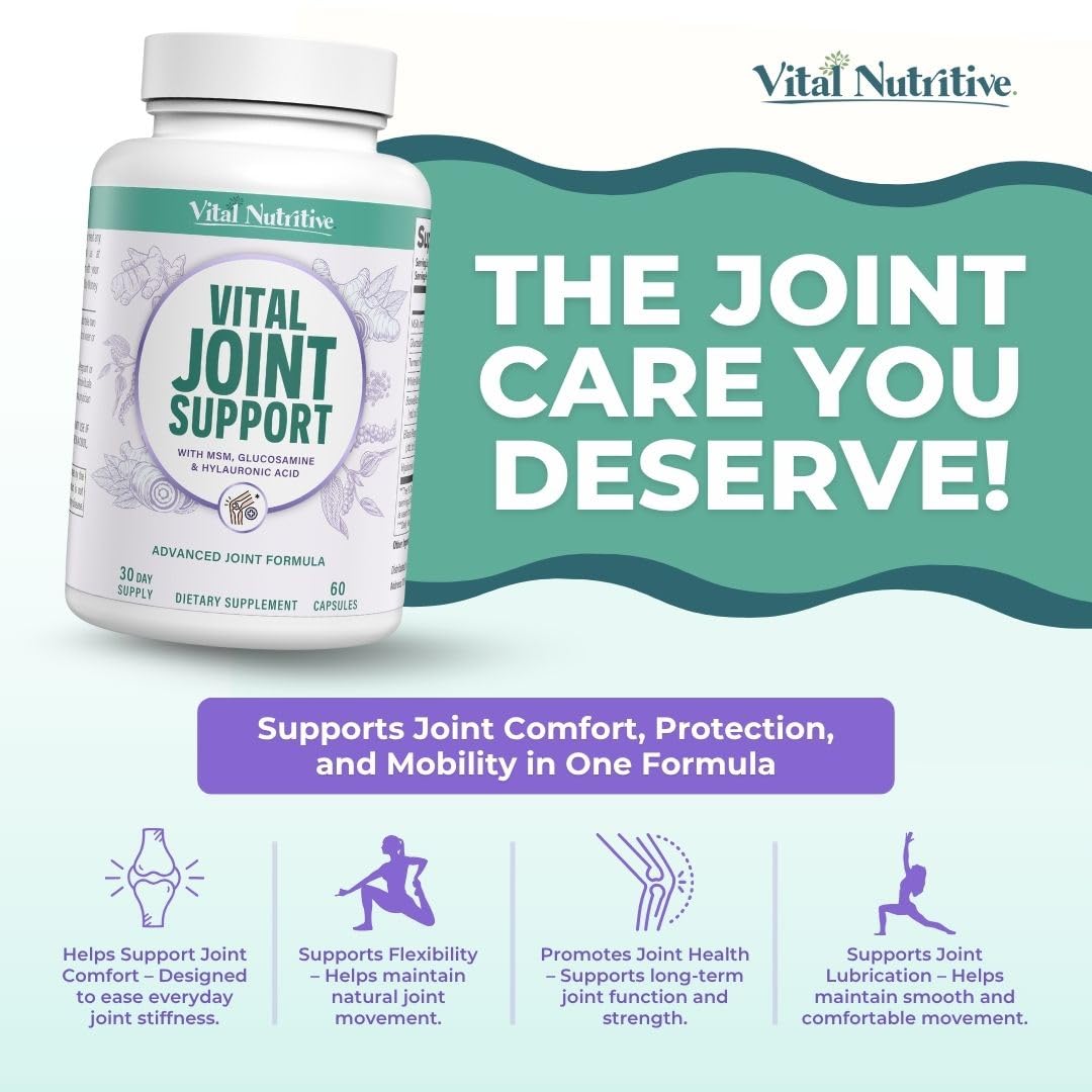VITAL NUTRITIVE pills in hand suggest everyday usage for mobility