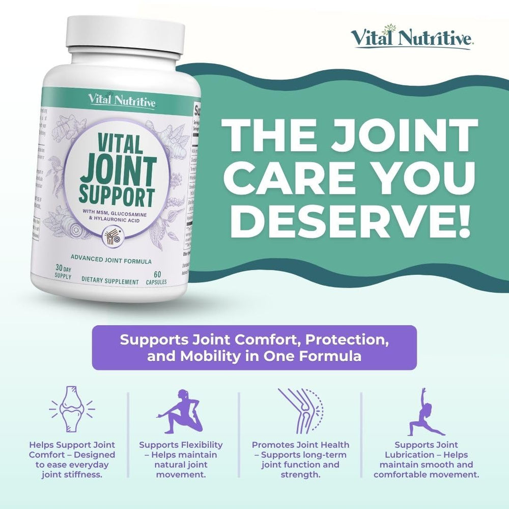 VITAL NUTRITIVE pills in hand suggest everyday usage for mobility