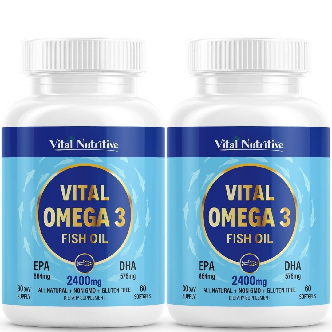 Vital Nutritive lemon softgels bottle for easy daily omega-3 intake.