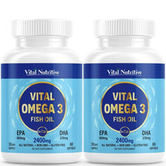 Vital Nutritive lemon softgels bottle for easy daily omega-3 intake.