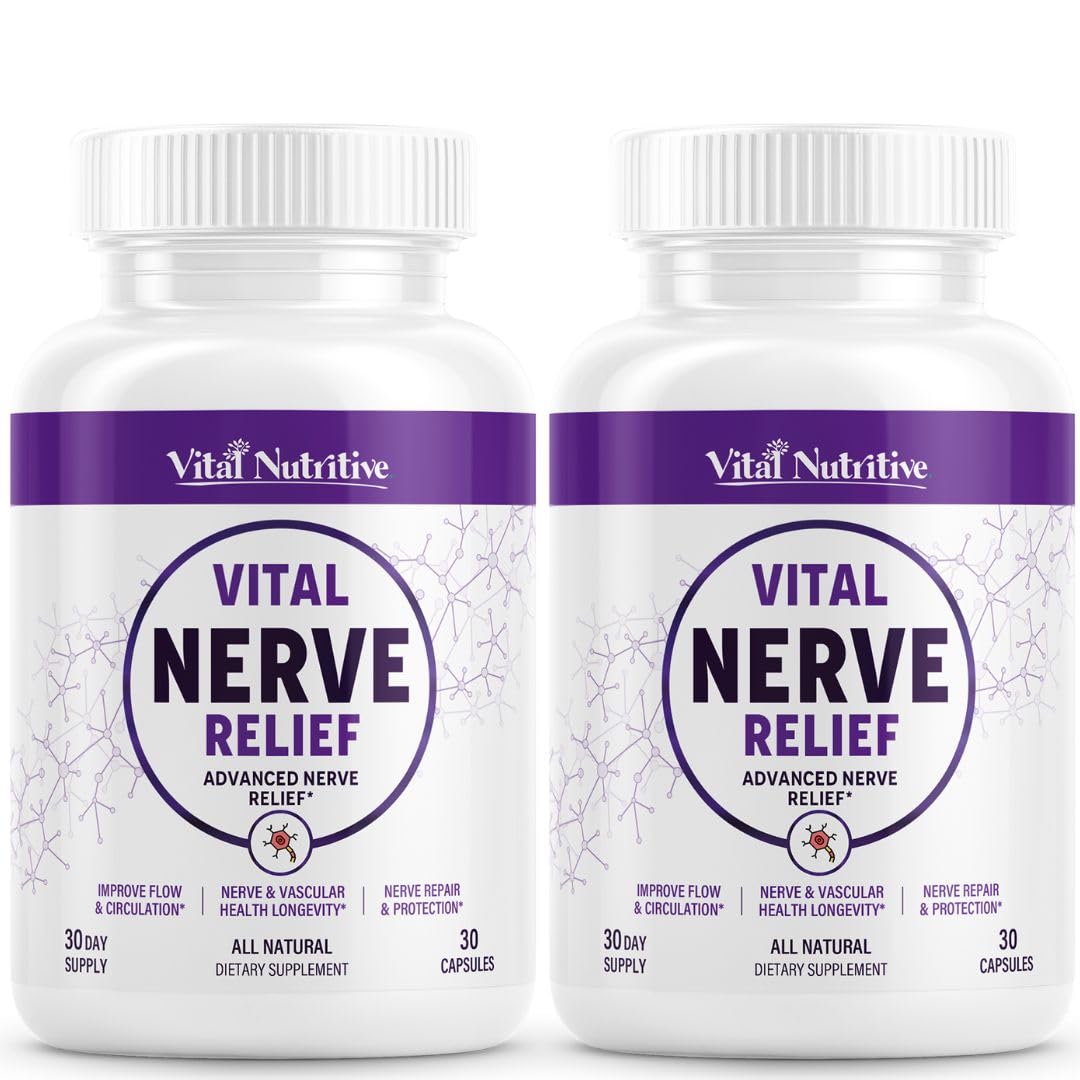 Vital Nutritive Nerve Relief bottle on white surface for daily comfort