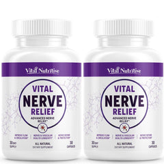 Vital Nutritive Nerve Relief bottle on white surface for daily comfort