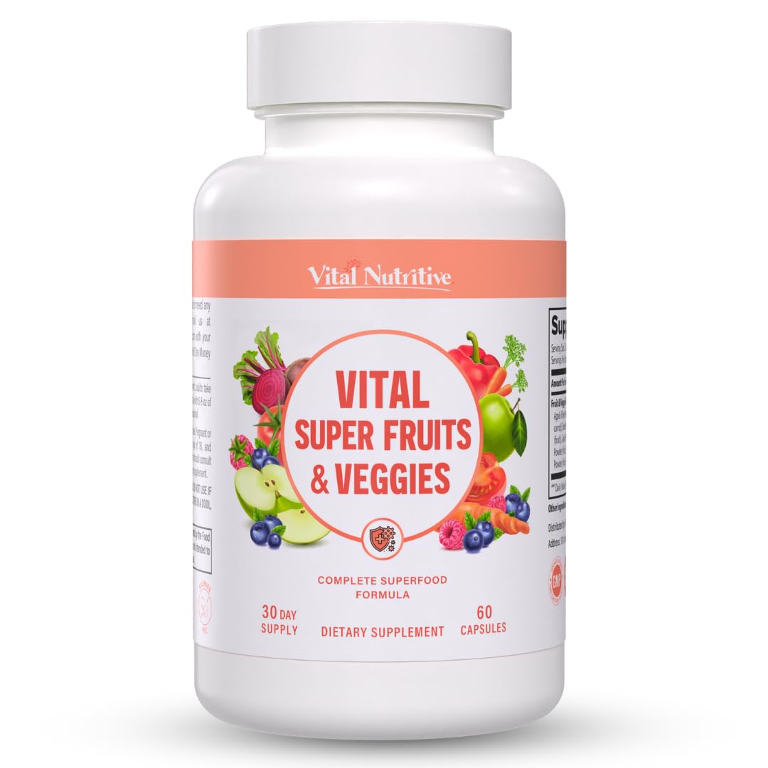 Vital Nutritive Vital Super Fruits and Veggies capsules for daily wellness.