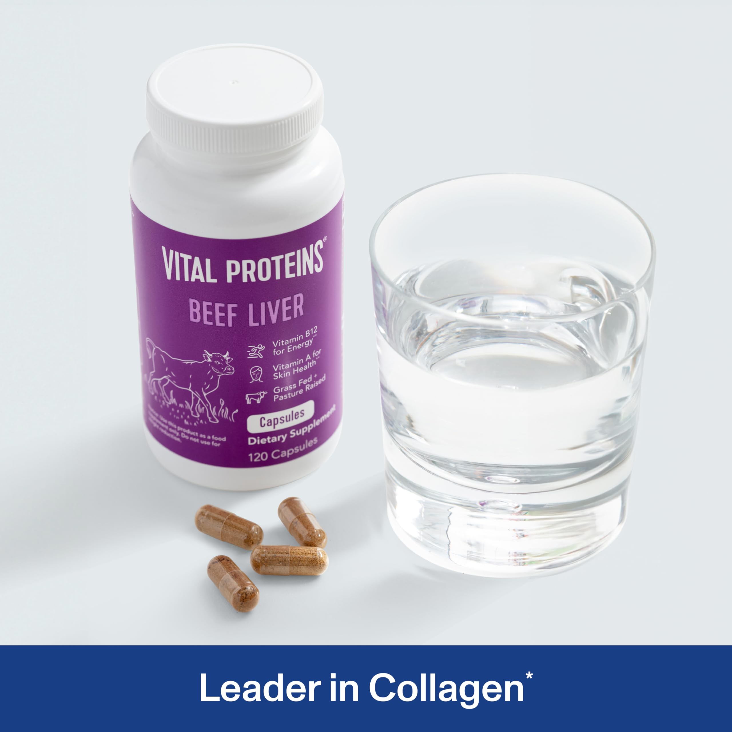 Vital Proteins 750mg liver pills close-up highlights high potency desiccated liver