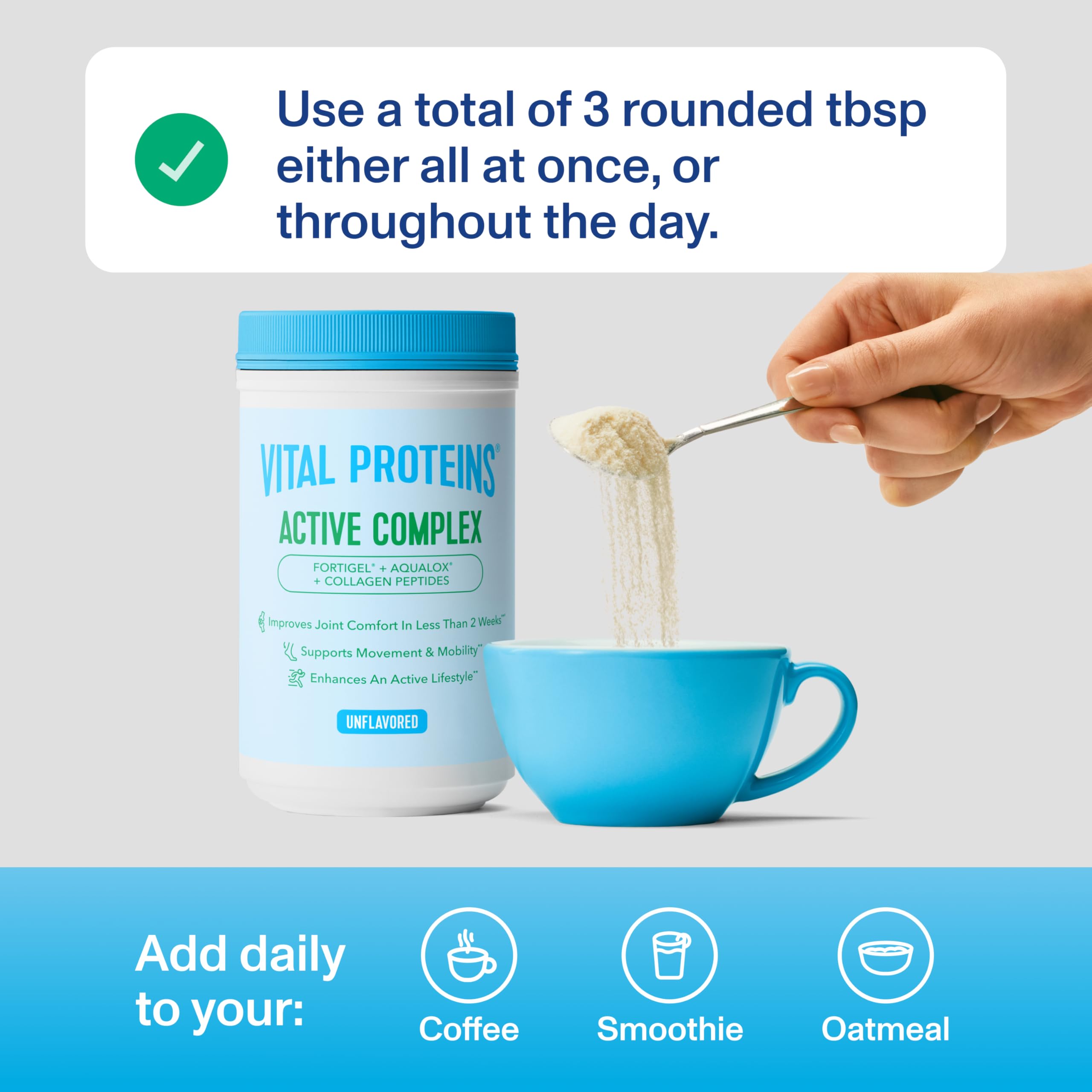 Vital Proteins Active Complex glass stirred for smooth hydration