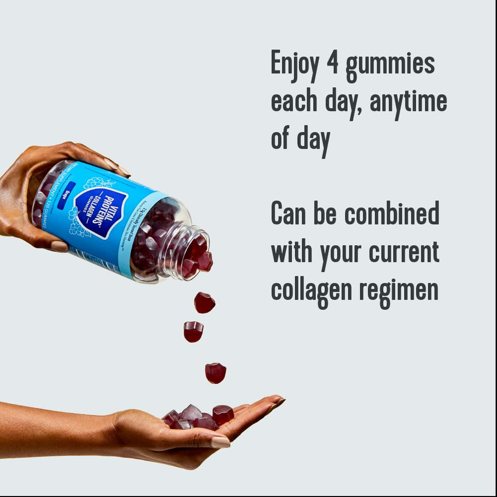 Vital Proteins Collagen Gummies texture close-up highlights grape flavor and smooth chew.
