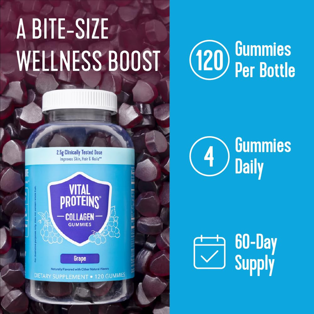 Vital Proteins Collagen Gummies ingredients label with VERISOL peptides for skin support.