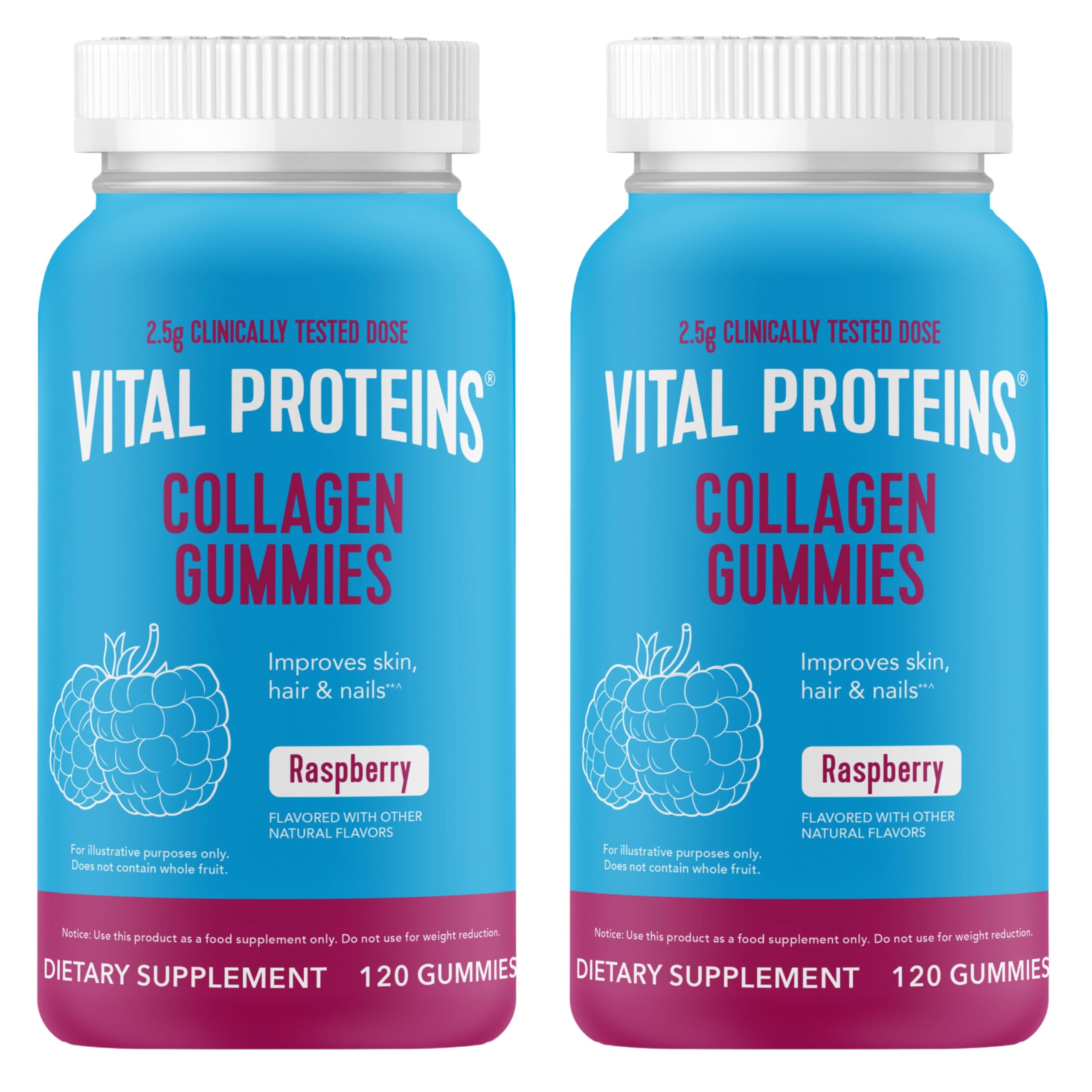 Vital Proteins Collagen Gummies raspberry bottle front for daily beauty support