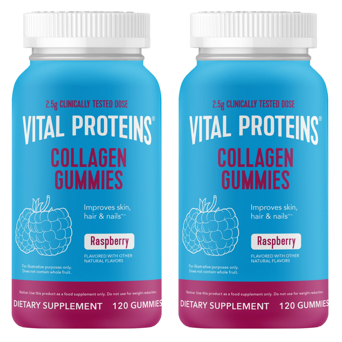 Vital Proteins Collagen Gummies raspberry bottle front for daily beauty support
