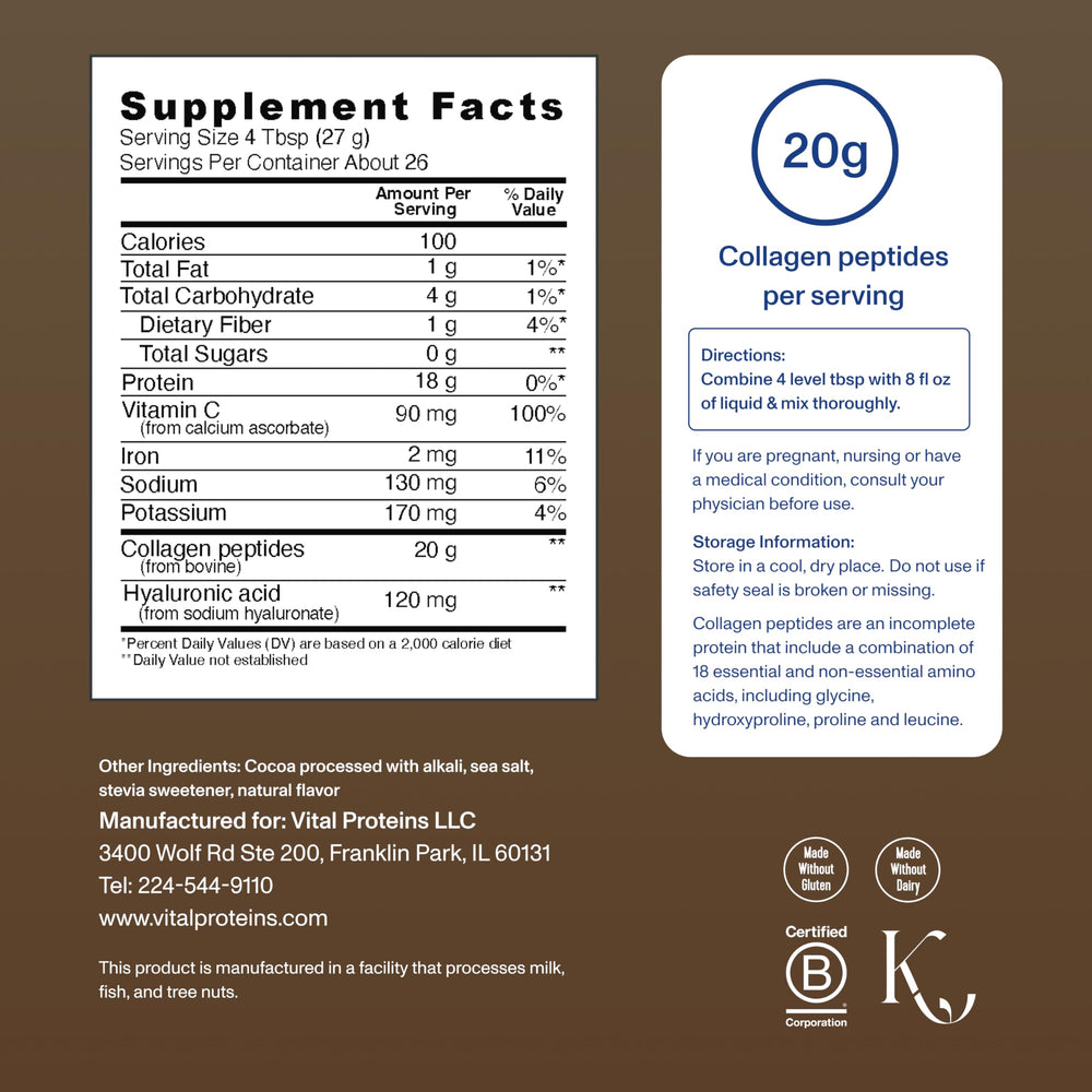 Vital Proteins Collagen Peptides Advanced chocolate dissolves in coffee to boost your morning routine
