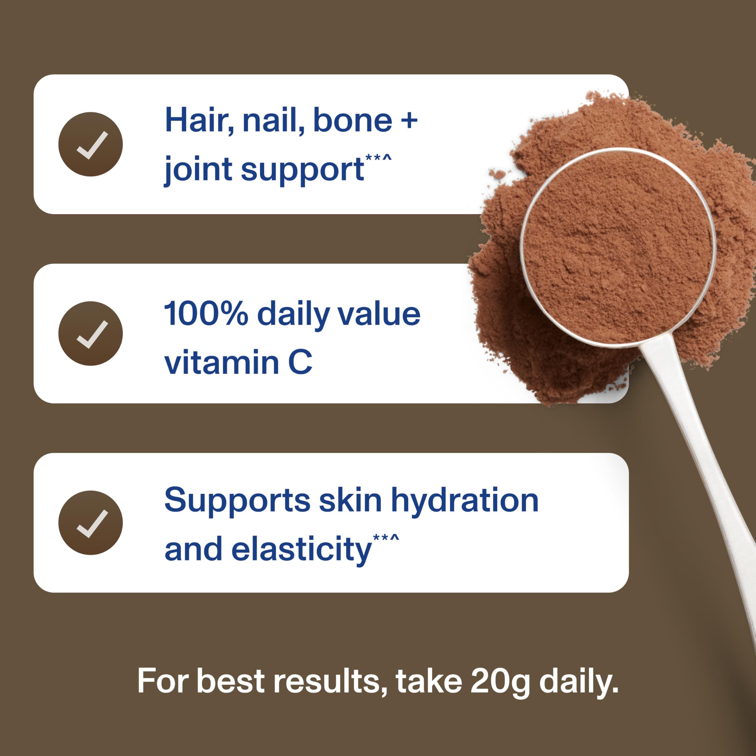 Vital Proteins Collagen Peptides Advanced chocolate scoop highlights easy measurement for smoothies