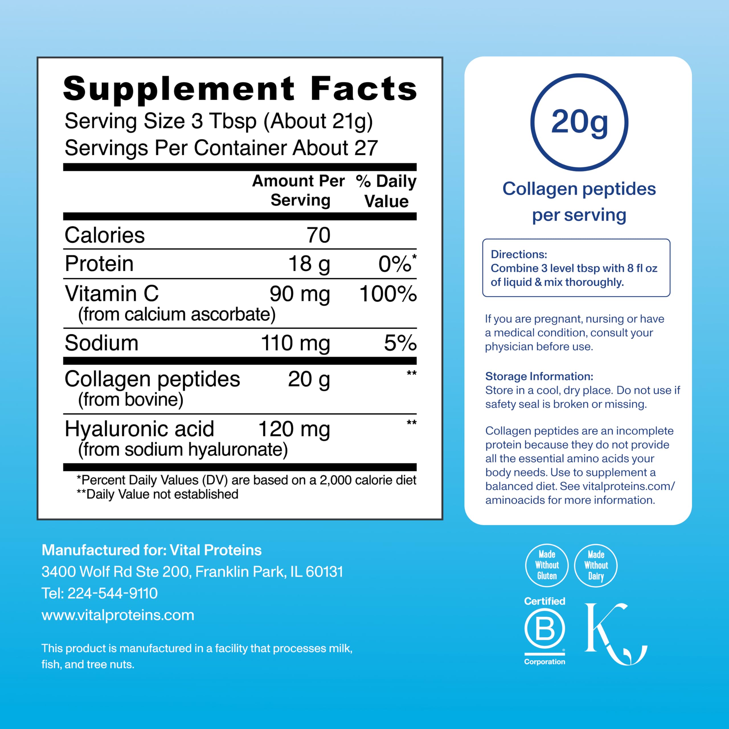 Vital Proteins Collagen Peptides Advanced grass-fed sourcing — high bioavailability
