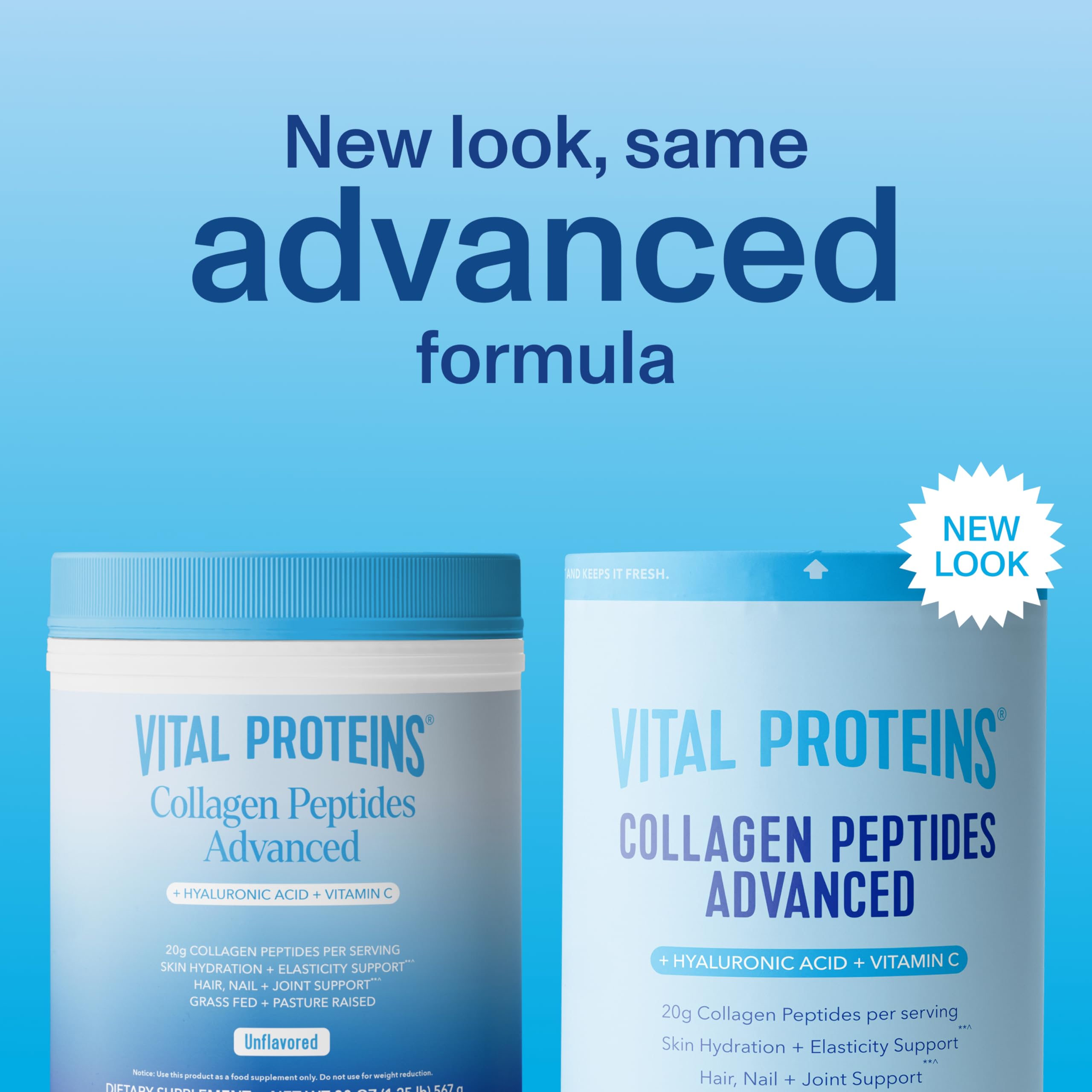 Vital Proteins Collagen Peptides Advanced ingredients panel — Vitamin C support for routine