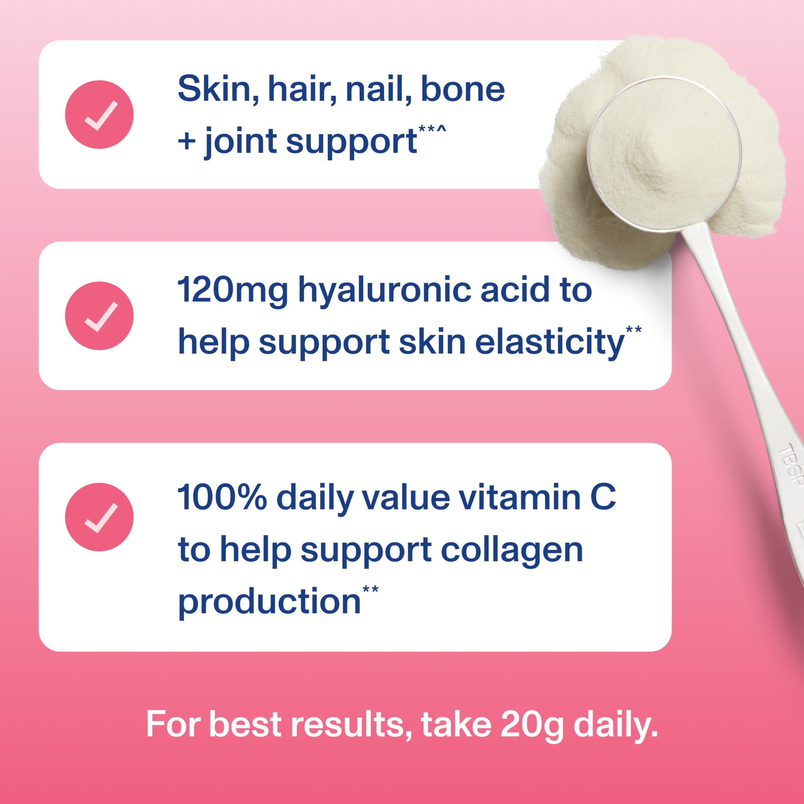 Vital Proteins Collagen Peptides Advanced nutrition-facts; Vitamin C and Hyaluronic acid highlighted.