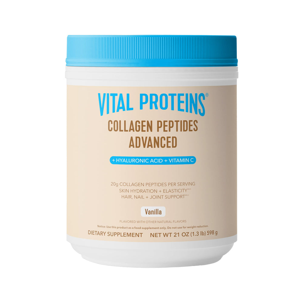 Vital Proteins Collagen Peptides Advanced vanilla bottle - front view for daily wellness.