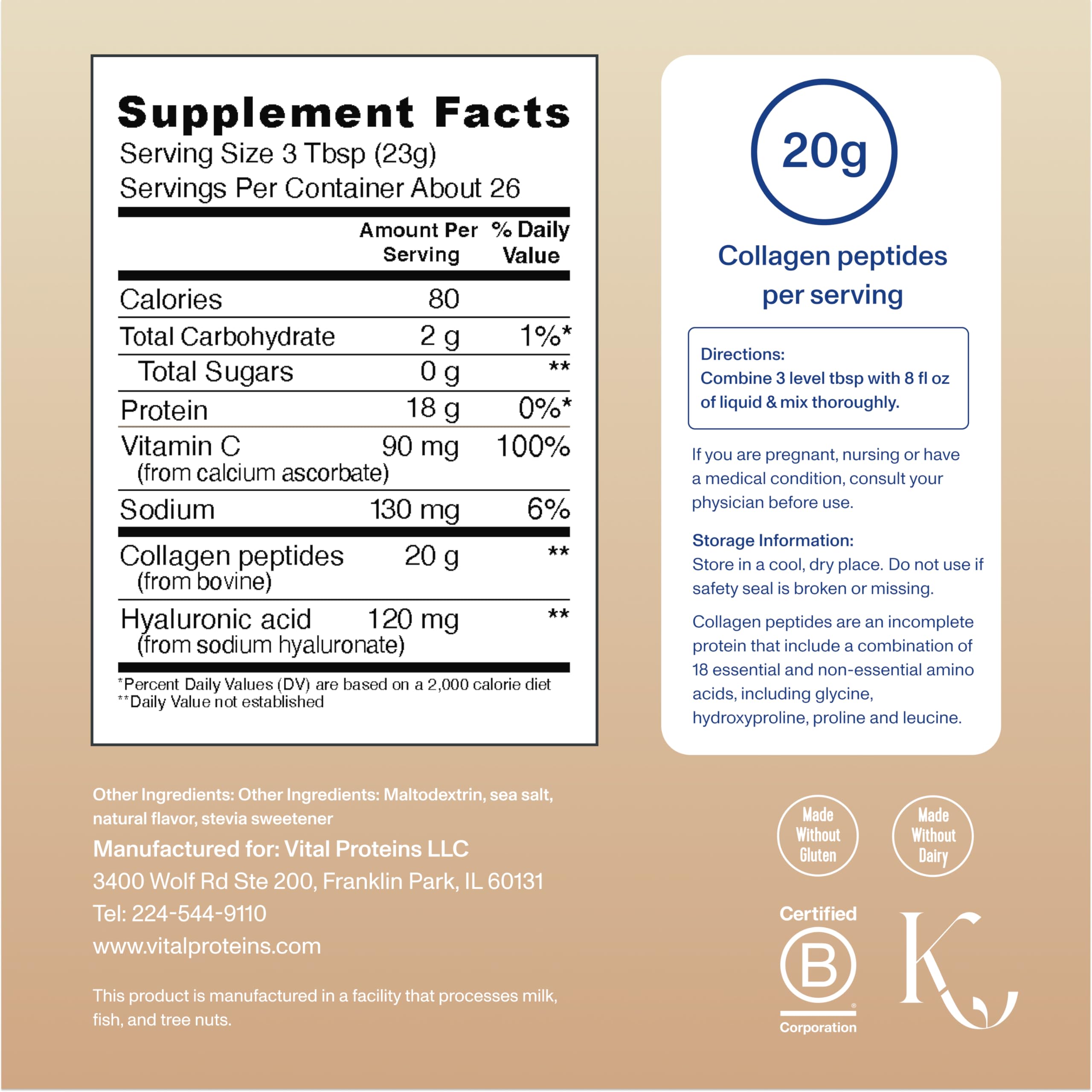 Vital Proteins Collagen Peptides Advanced vanilla powder dissolving in hot or cold drink.