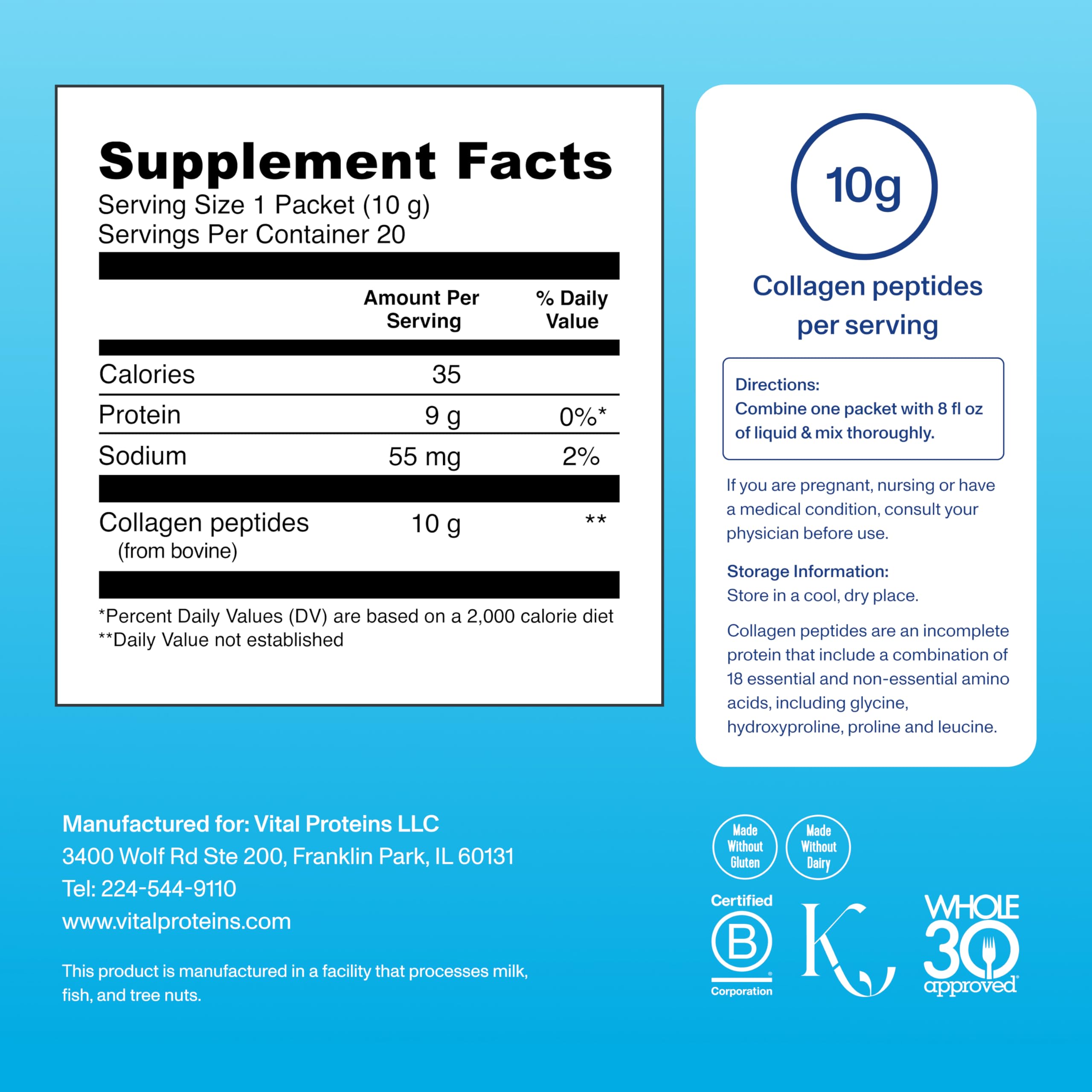 Vital Proteins collagen peptides dissolve easily in coffee for a smooth blend