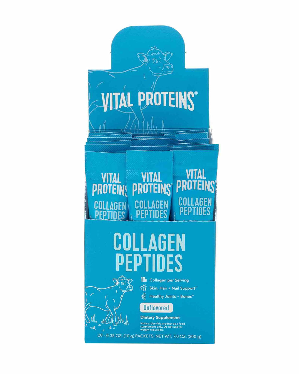 Close-up of Vital Proteins label highlighting grass-fed collagen quality