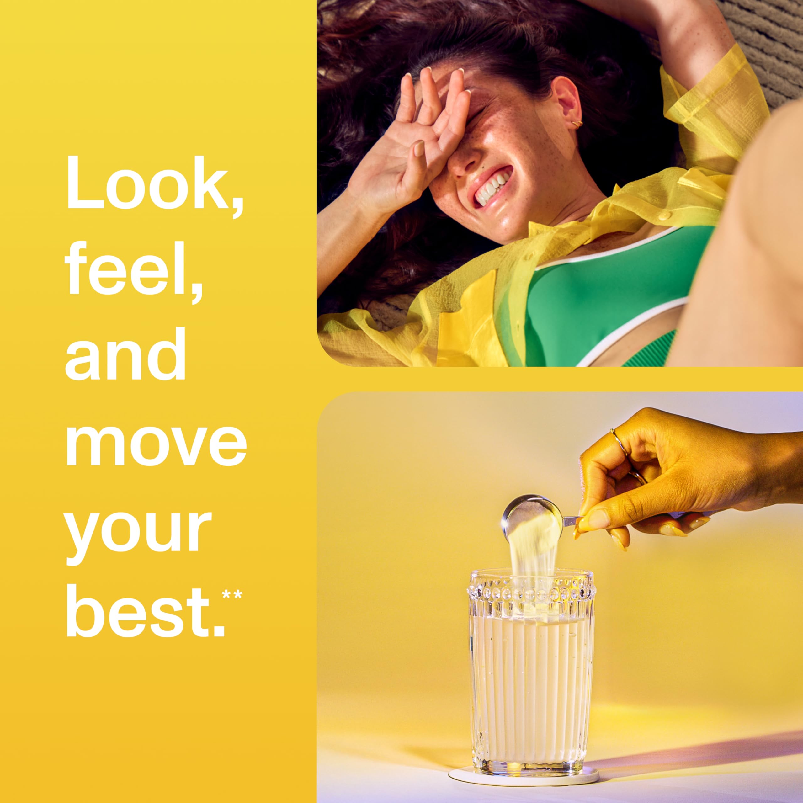 Vital Proteins lemon collagen bottle on kitchen counter in a lifestyle scene