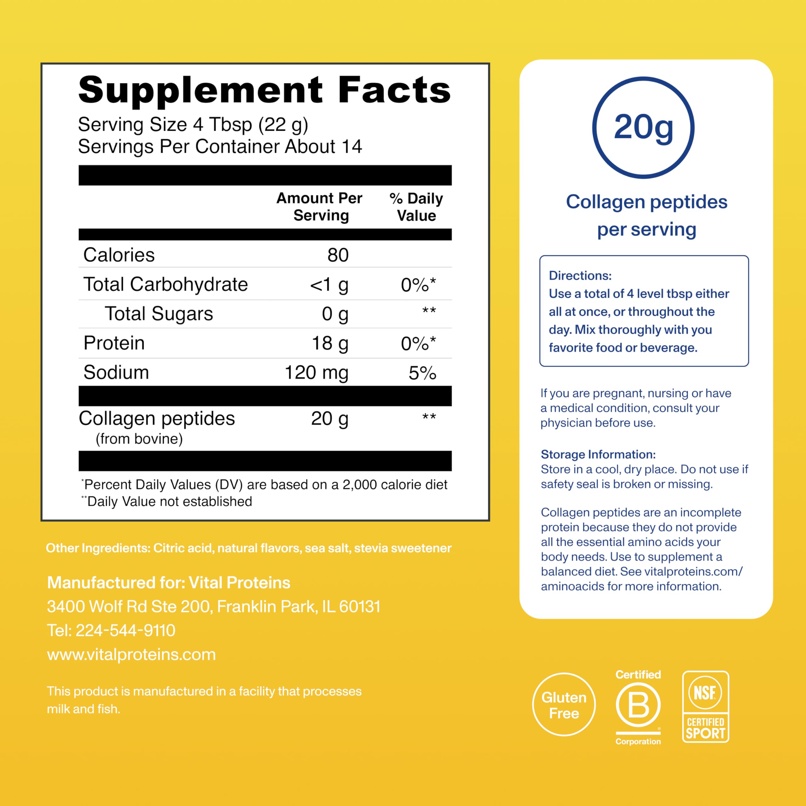 Vital Proteins collagen peptides lemon smoothie with vibrant color