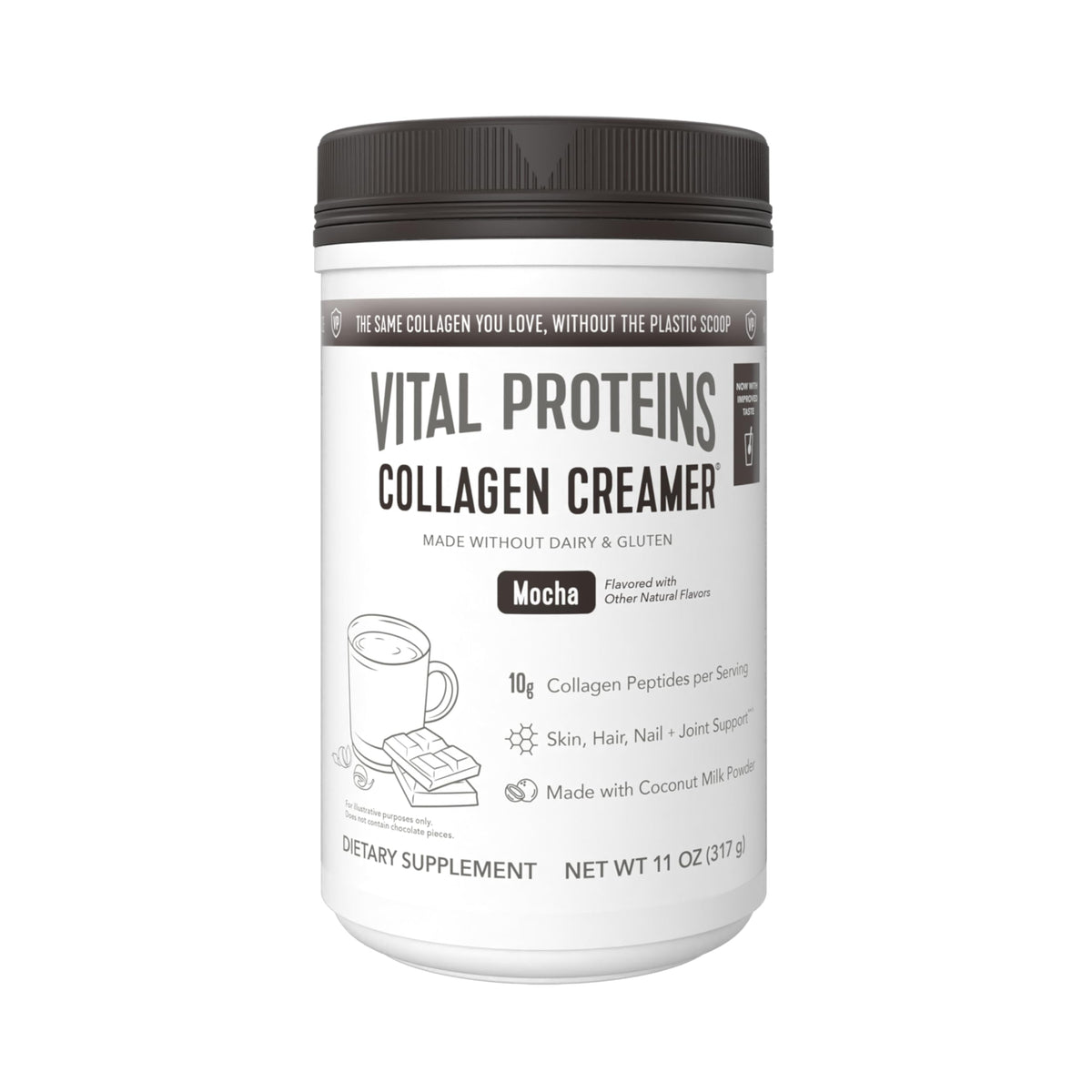Vital Proteins collagen peptides mocha bottle highlighting grass-fed formula for daily beauty support