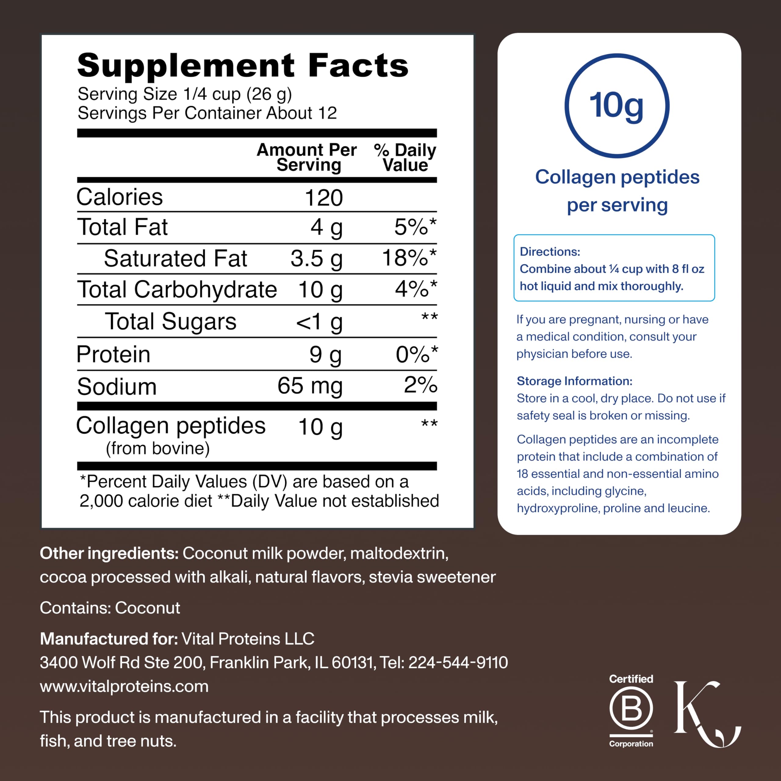 Vital Proteins collagen peptides mocha scoop showing convenient serving size for quick routines