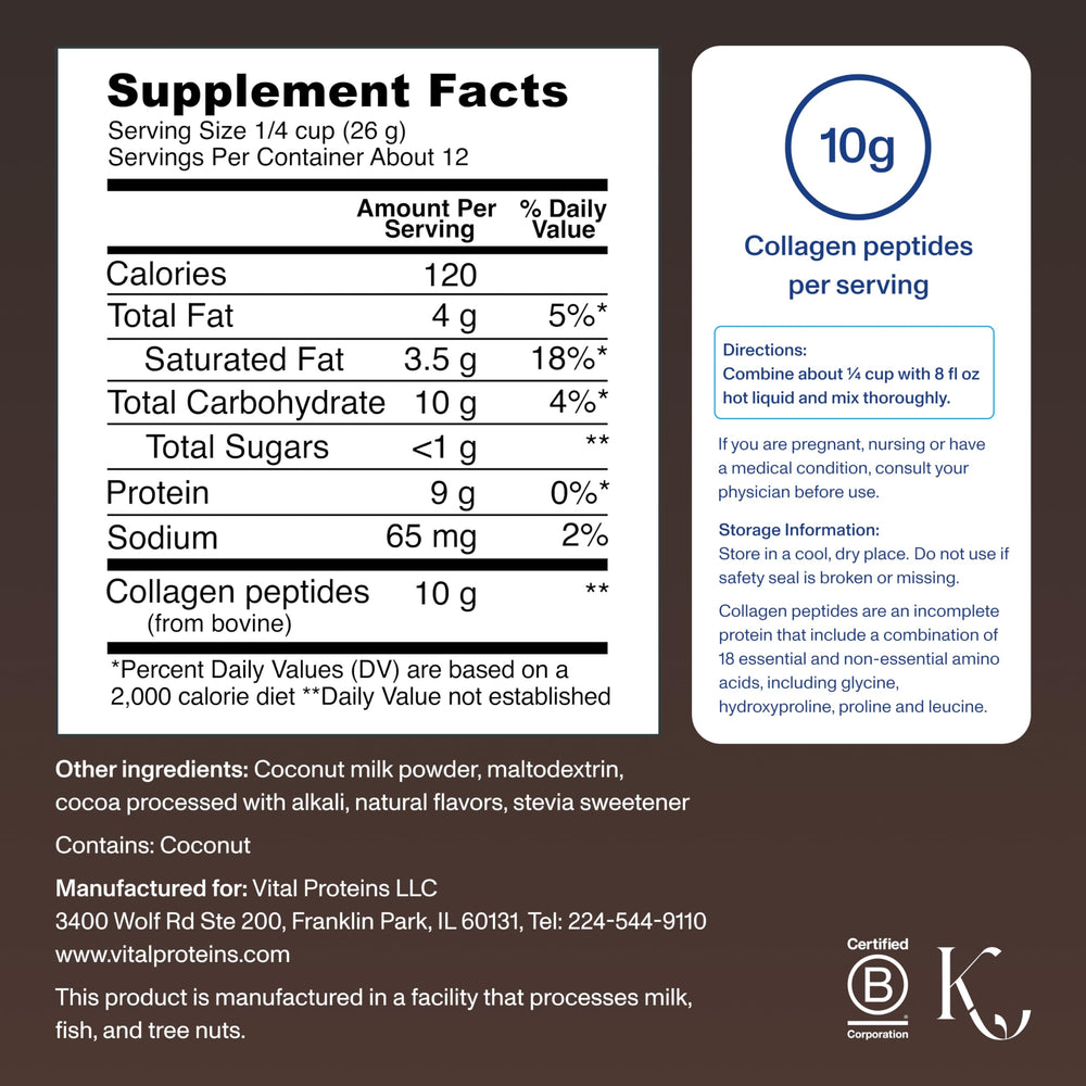 Vital Proteins collagen peptides mocha scoop showing convenient serving size for quick routines