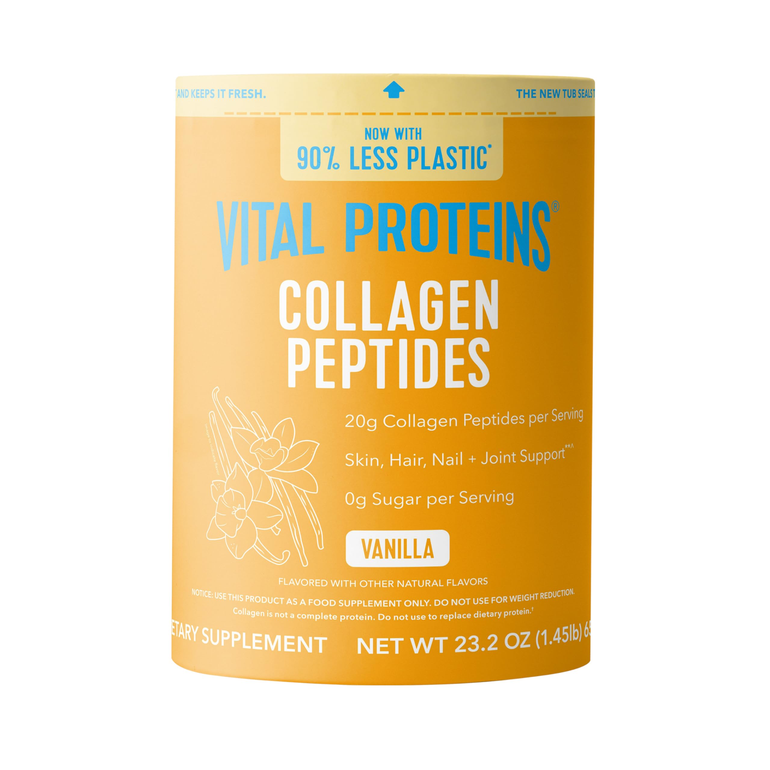Vital Proteins collagen peptides vanilla powder jar for daily skin and hair support