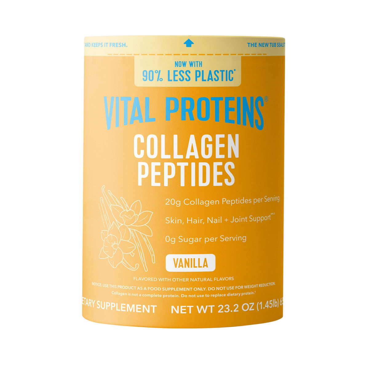 Vital Proteins collagen peptides vanilla powder jar for daily skin and hair support