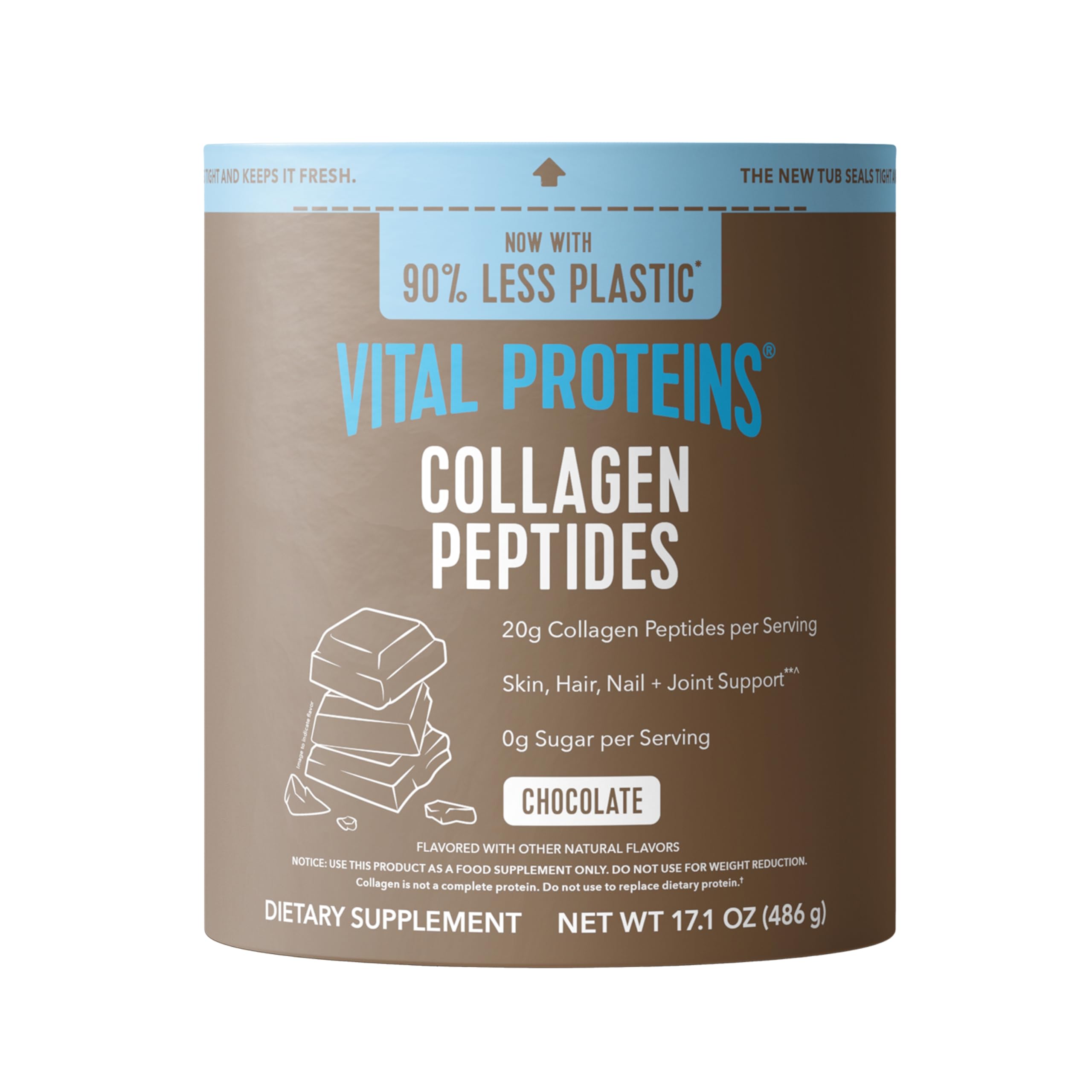 Vital Proteins collagen powder bottle close-up highlighting grass-fed formula for daily beauty support.