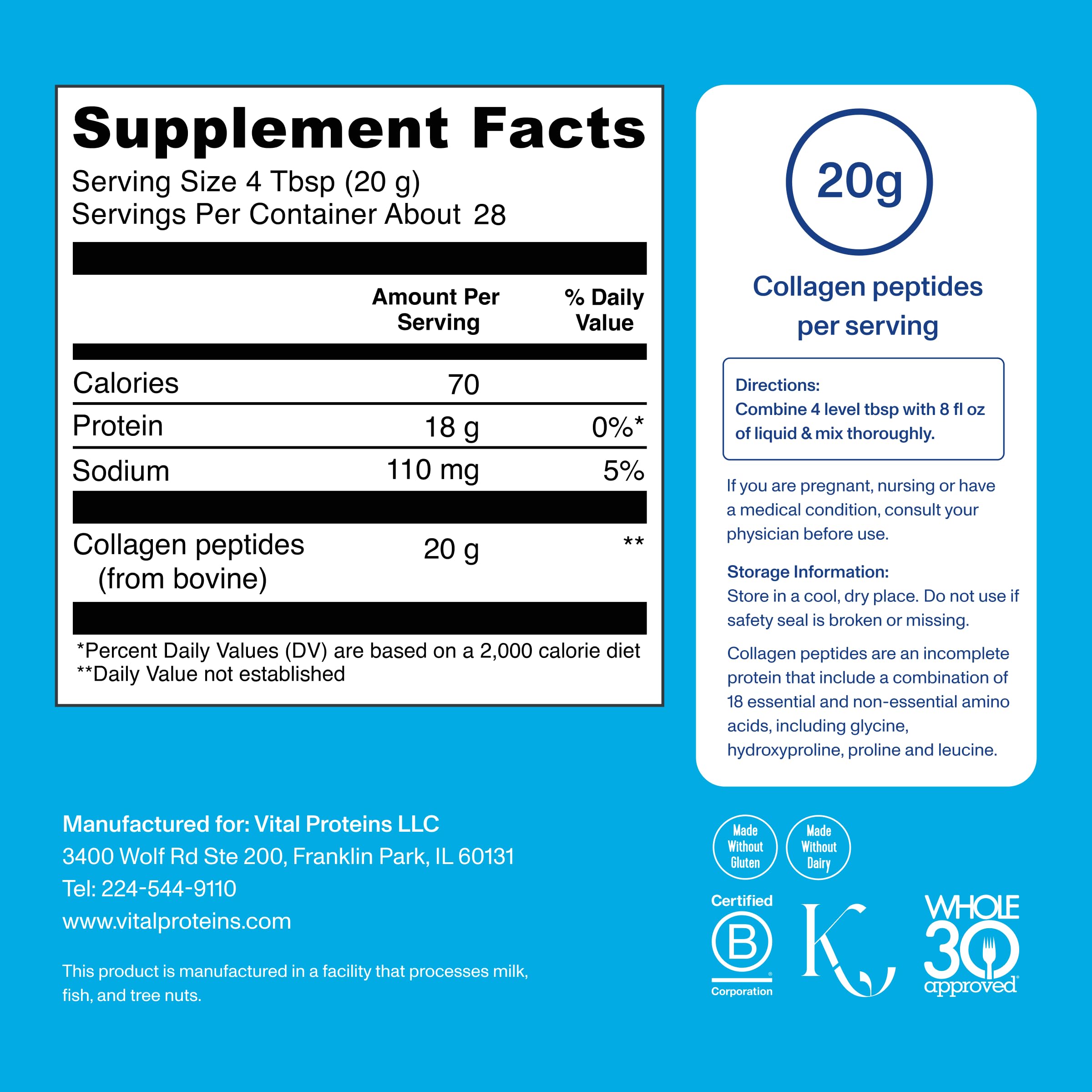 Grass-fed Vital Proteins collagen peptides source and label highlight quality.