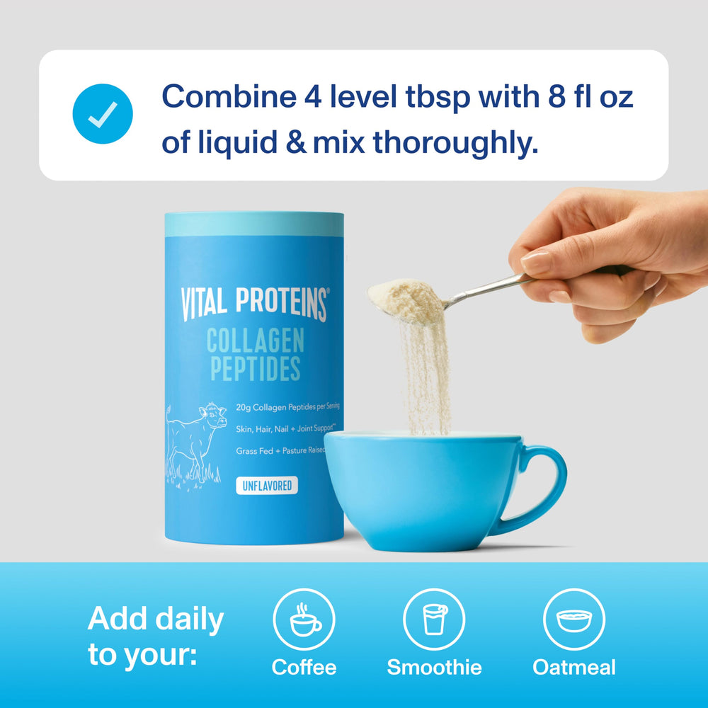Vital Proteins collagen peptides support hair, skin, and nails daily.