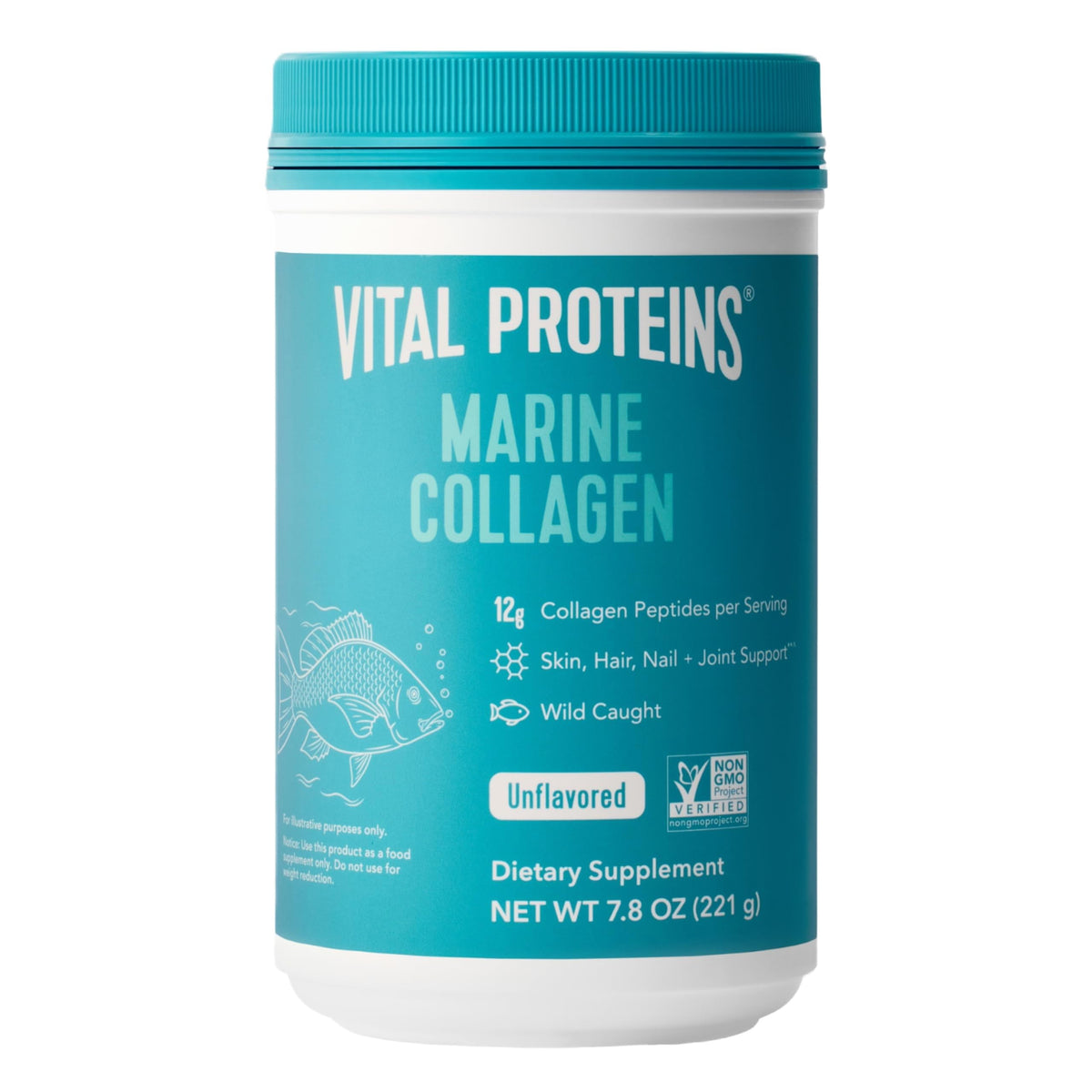 Vital Proteins Marine Collagen Peptides powder bottle for daily skin and joint support.