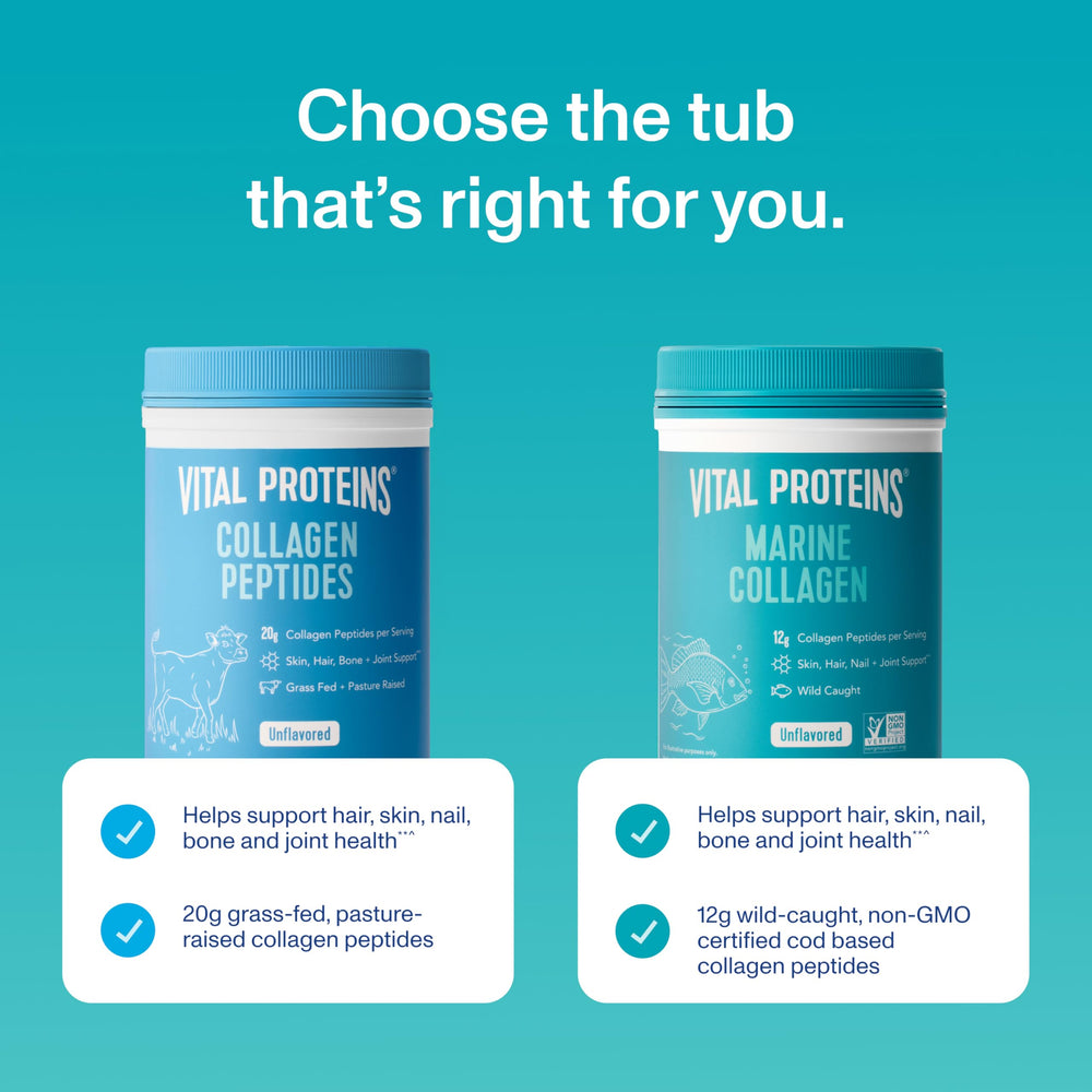 Vital Proteins Marine Collagen Peptides powder dissolving in cold water for fast absorption.
