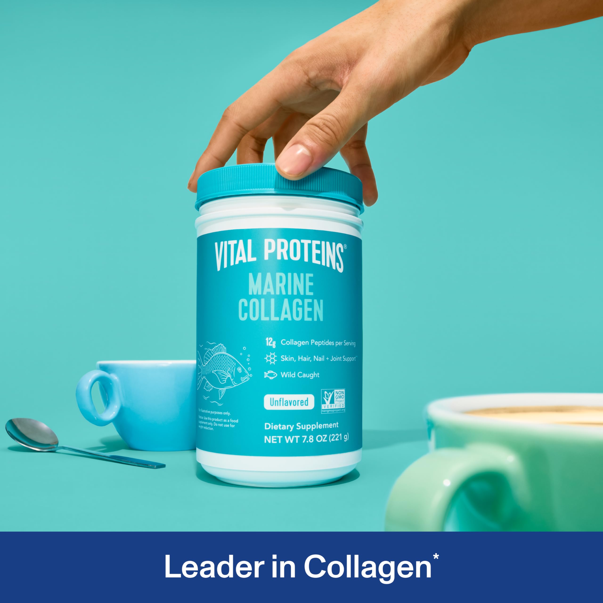 Vital Proteins Marine Collagen Peptides powder scoop ready to mix into beverages.