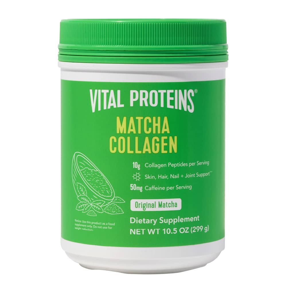 Vital Proteins Matcha Collagen Peptides tub for a vibrant daily energy blend