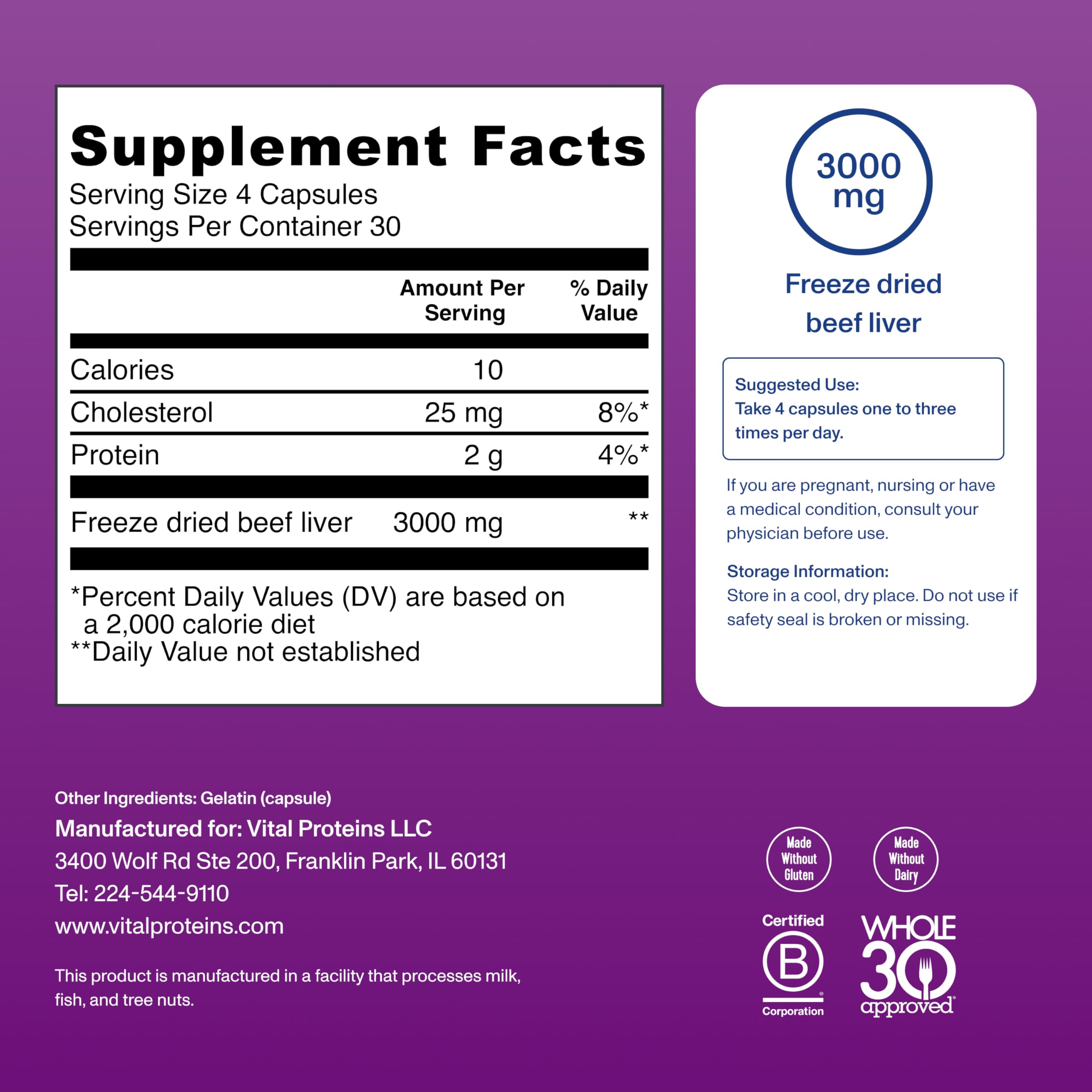 Vital Proteins New Zealand grass-fed beef liver image emphasizing quality sourcing