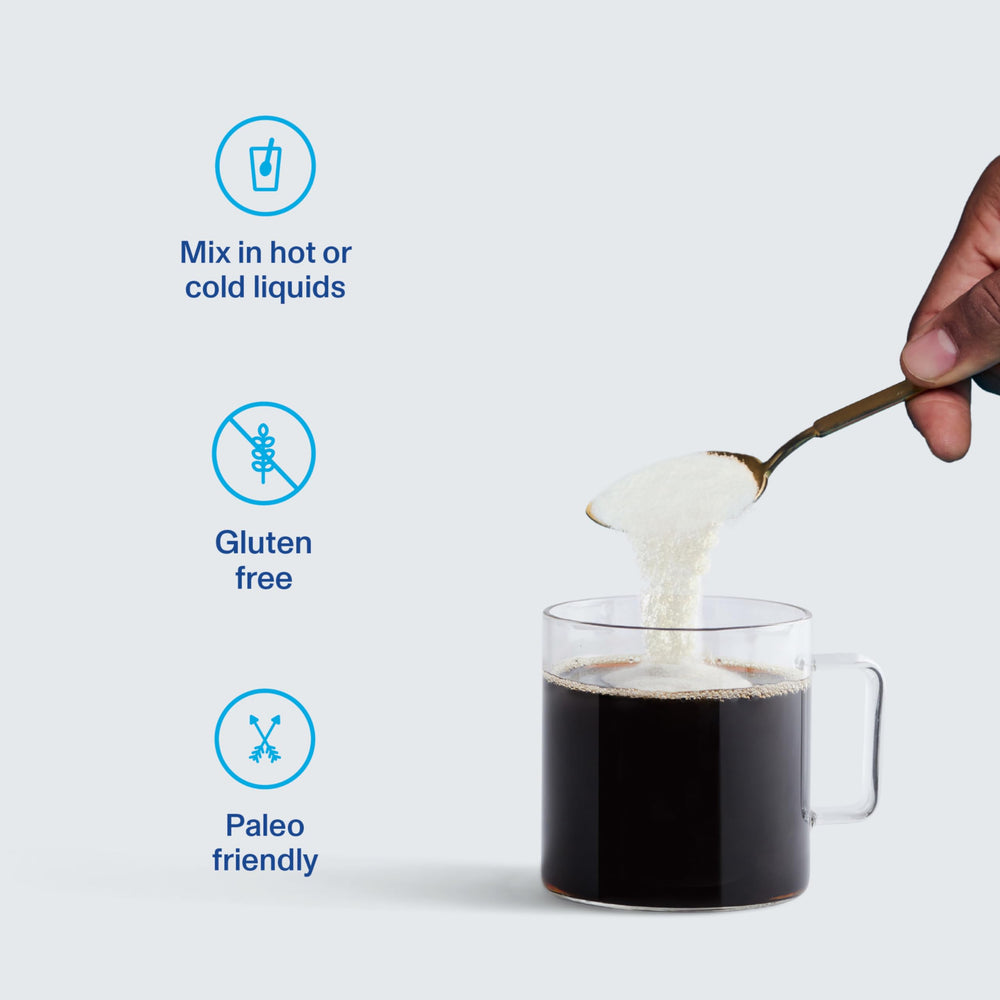 Vital Proteins unflavoured collagen peptides close-up texture shows fine powder for recipes