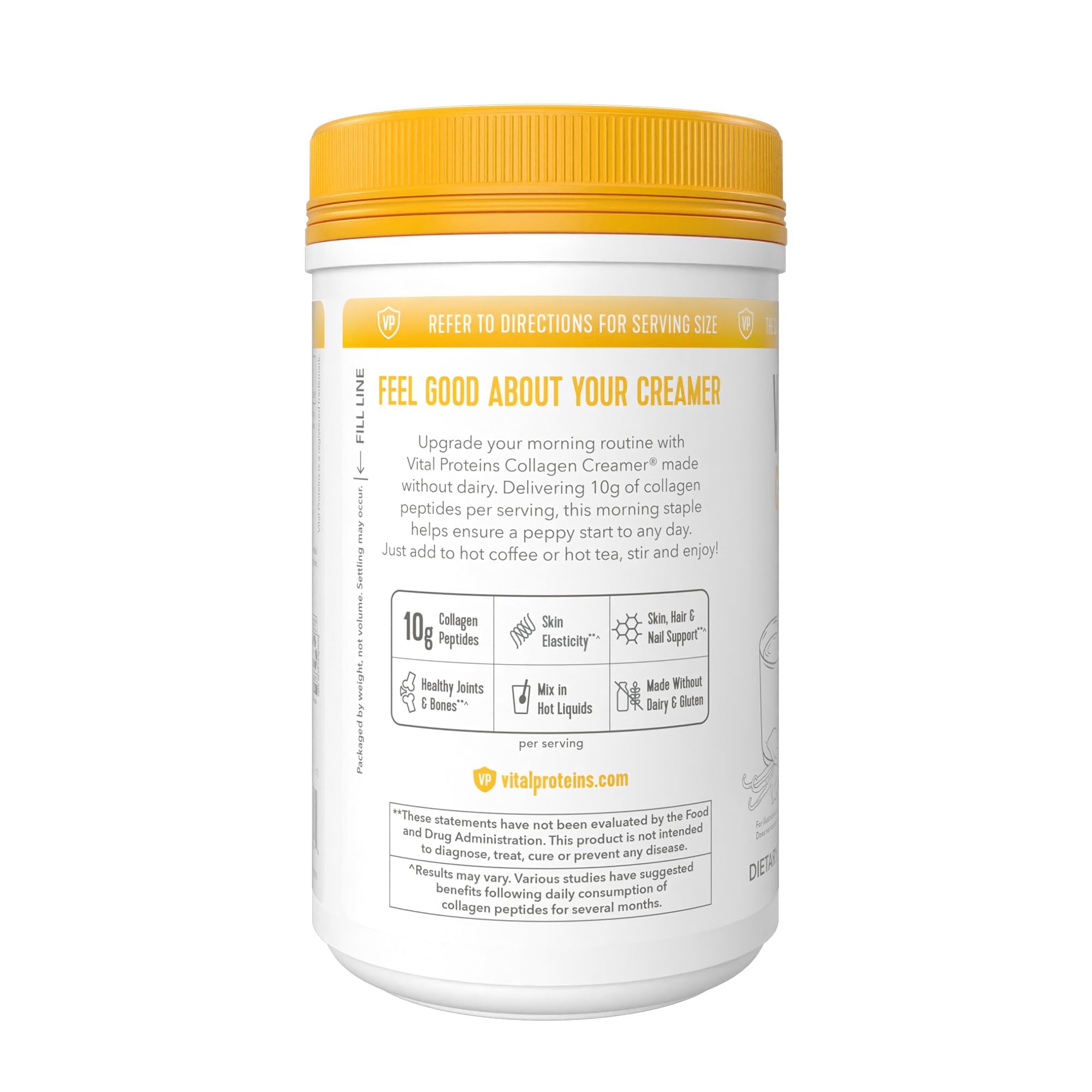Vital Proteins Vanilla Collagen Powder Packaging: familiar vanilla aroma ready to blend.