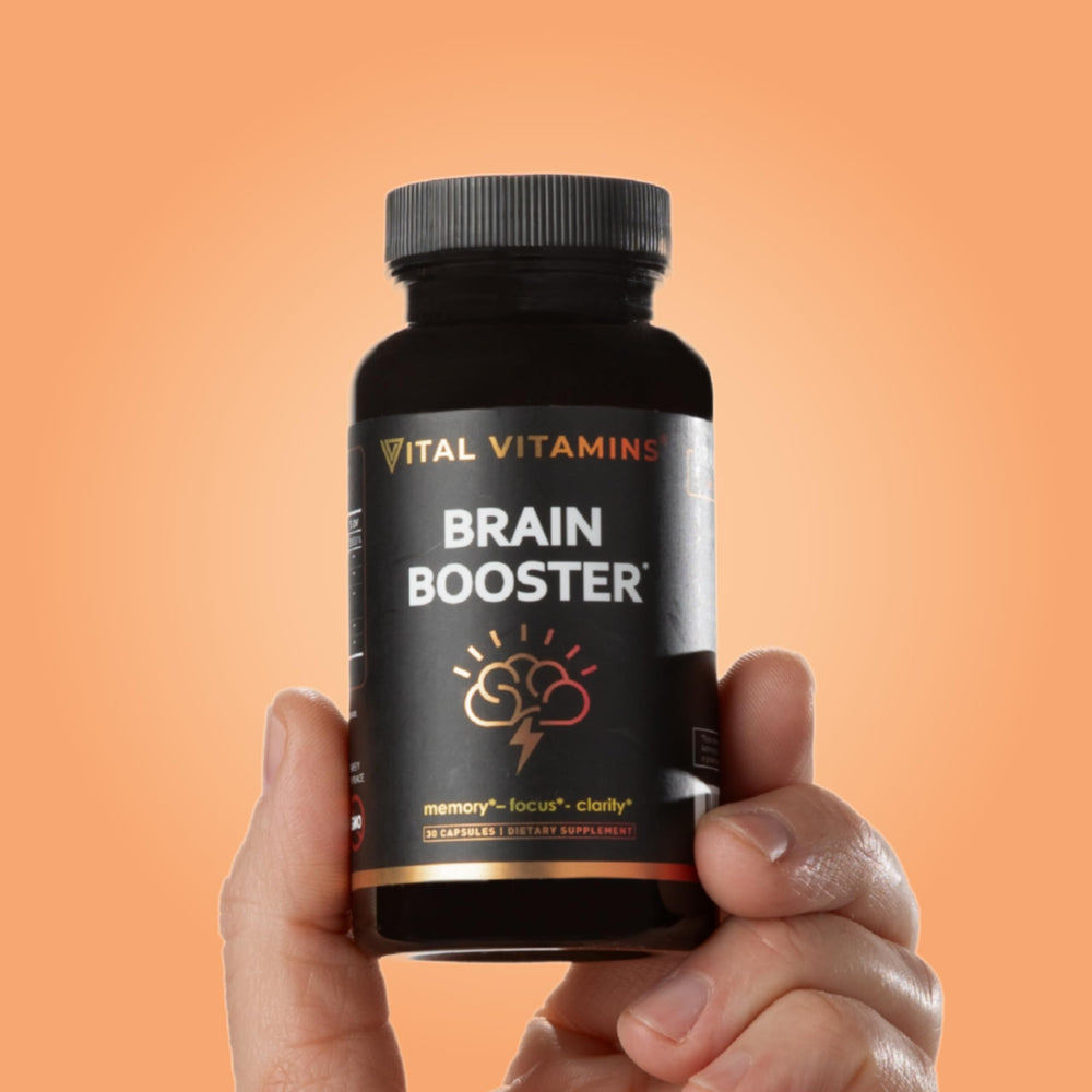 Vital Vitamins stacked capsules illustrating convenient daily routine