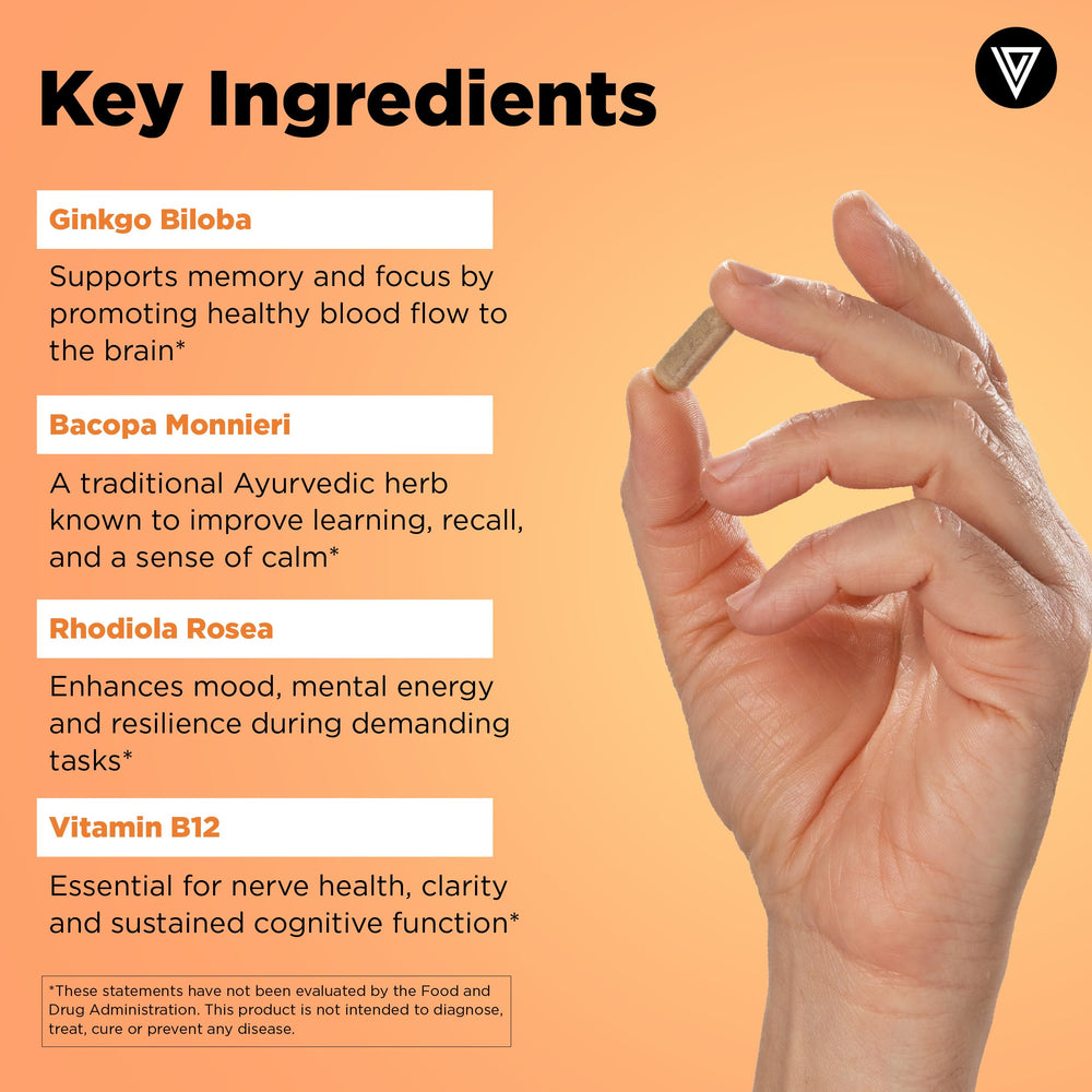 Vital Vitamins bottle on packaging shot signaling reliable cognitive support