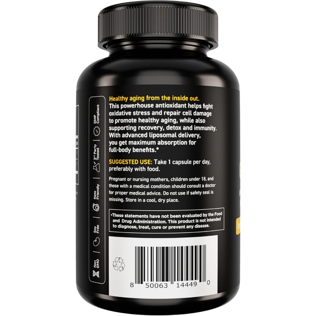 Vital Vitamins Glutathione liver health context with detox imagery